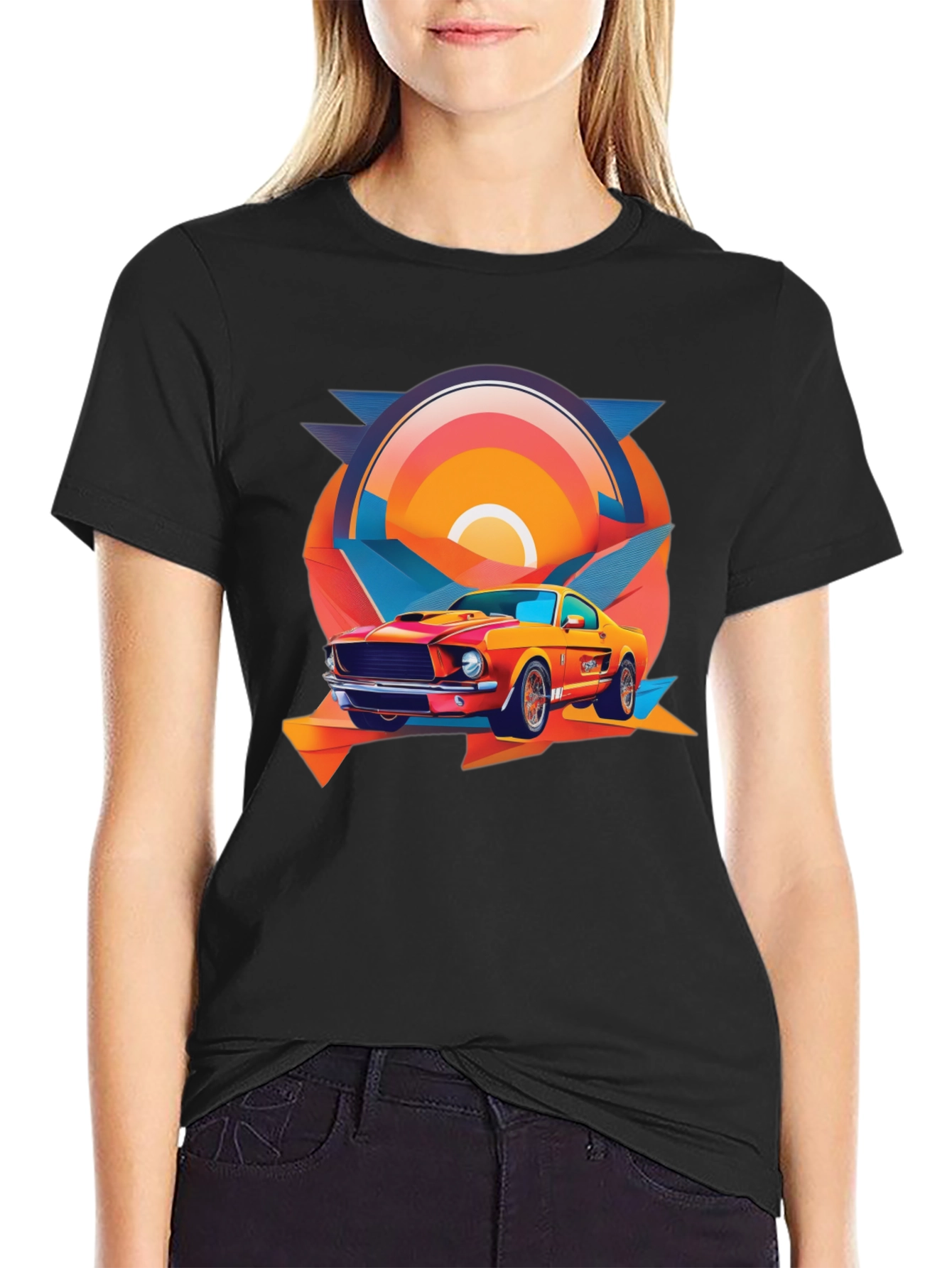 Retro Muscle Car Graphic Tee - Black