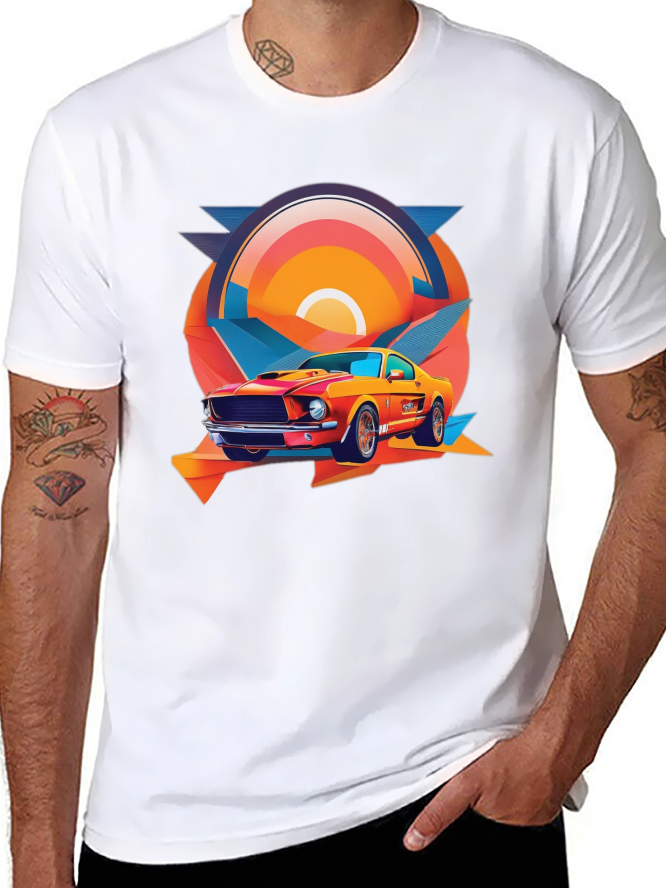 Retro Muscle Car Graphic Tee - Black