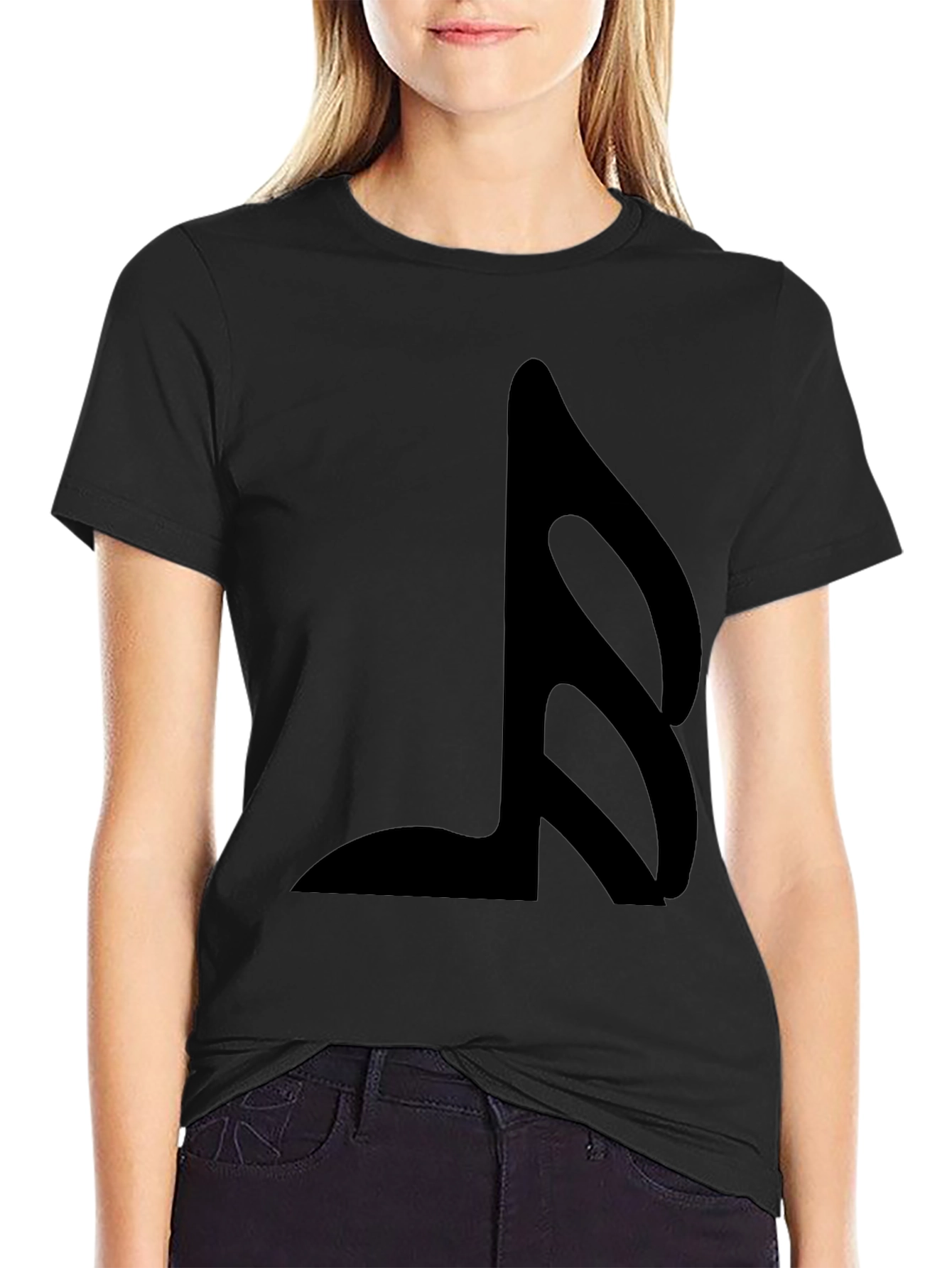 Stylish Black T-Shirt with Music Note Graphic