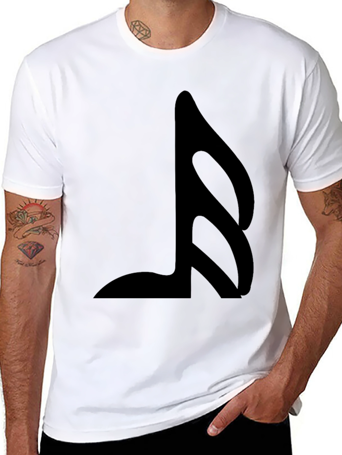 Stylish Black T-Shirt with Music Note Graphic