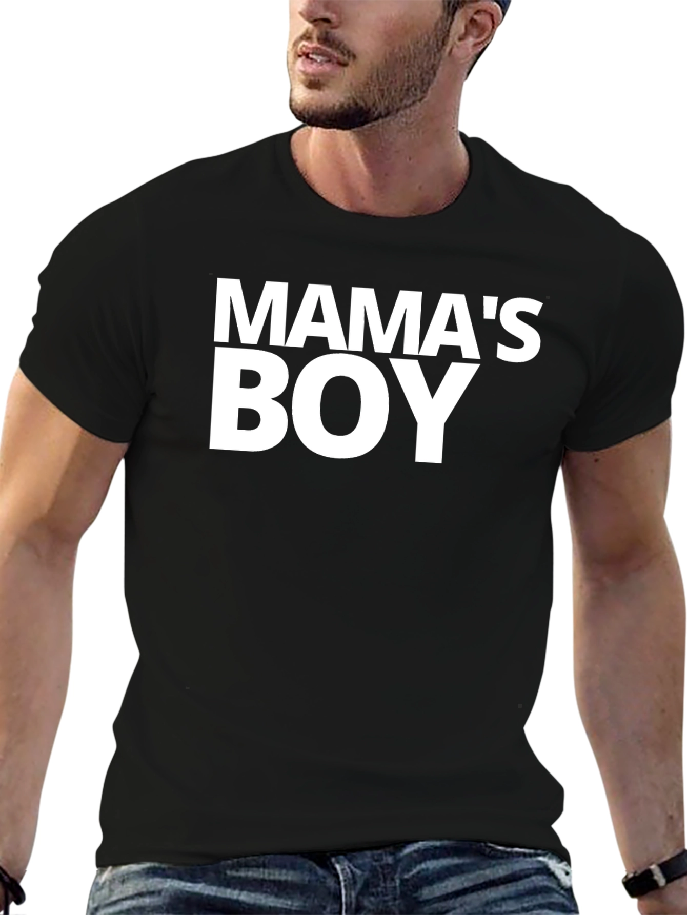 Mamas Boy Black Graphic Tee Shirt