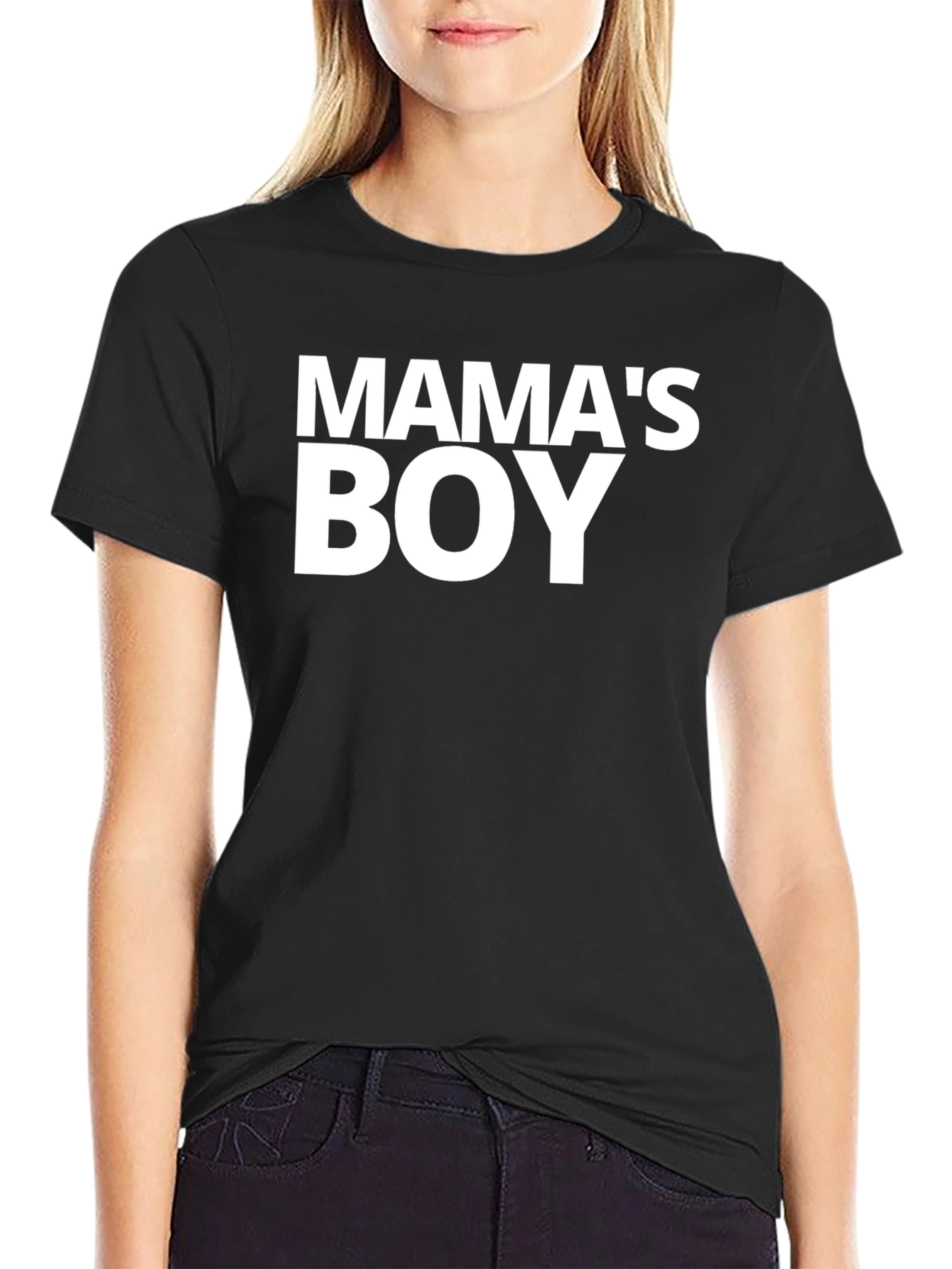Mamas Boy Black Graphic Tee Shirt