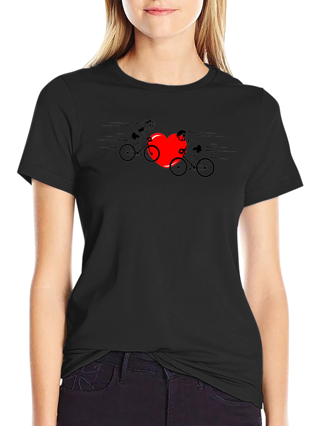 Cycling Love T-Shirt - Heart & Couple on Bikes