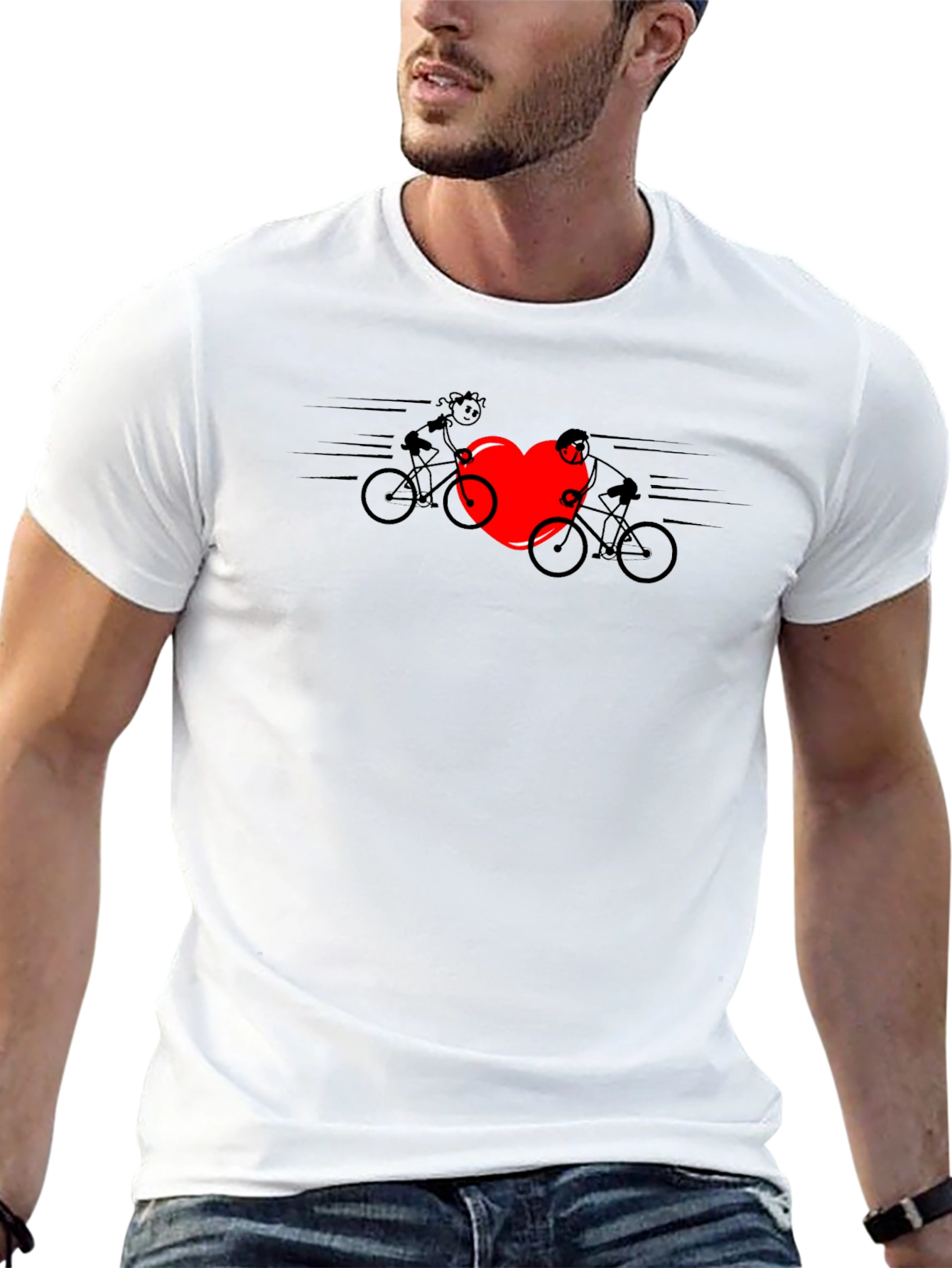 Cycling Love T-Shirt - Heart & Couple on Bikes