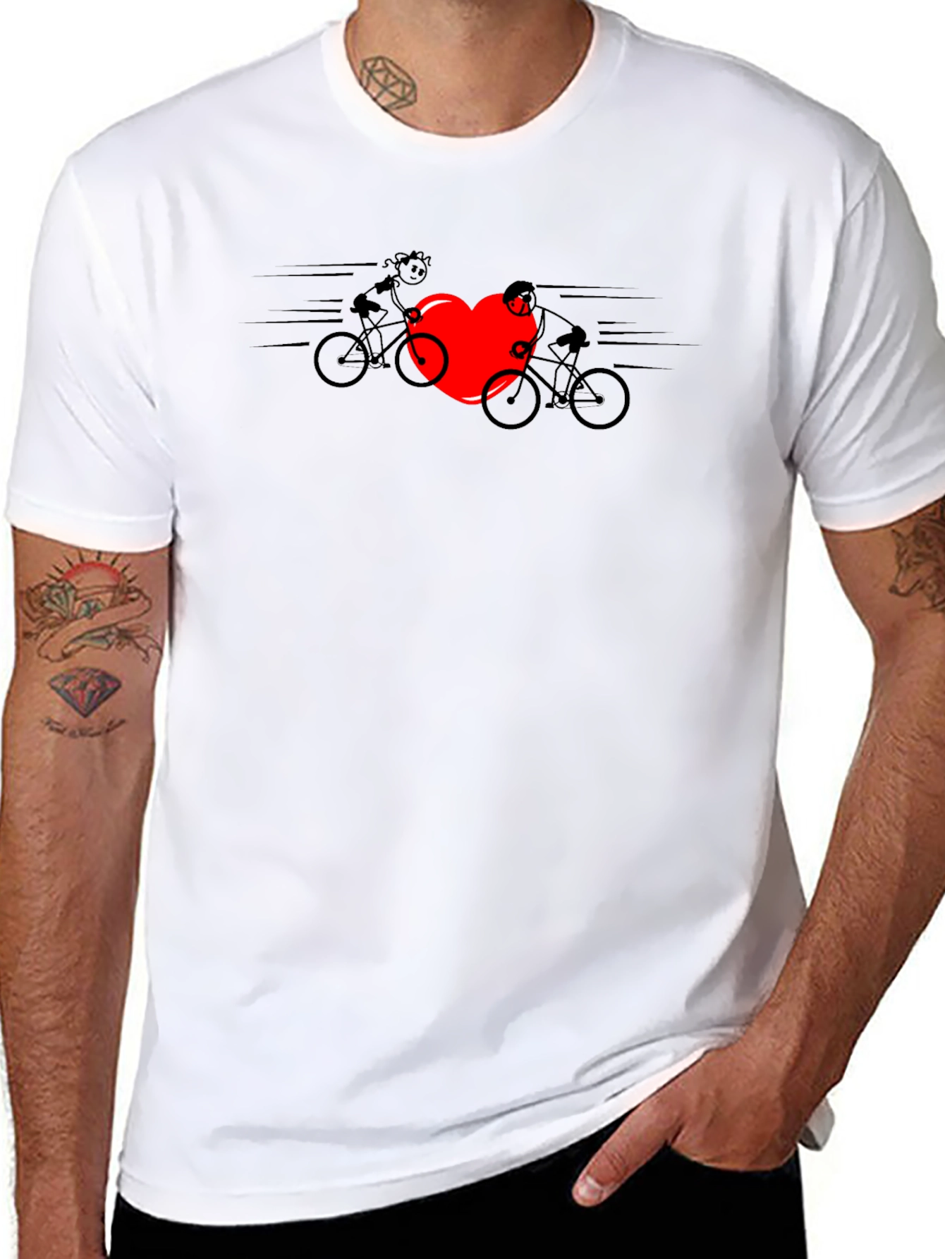 Cycling Love T-Shirt - Heart & Couple on Bikes