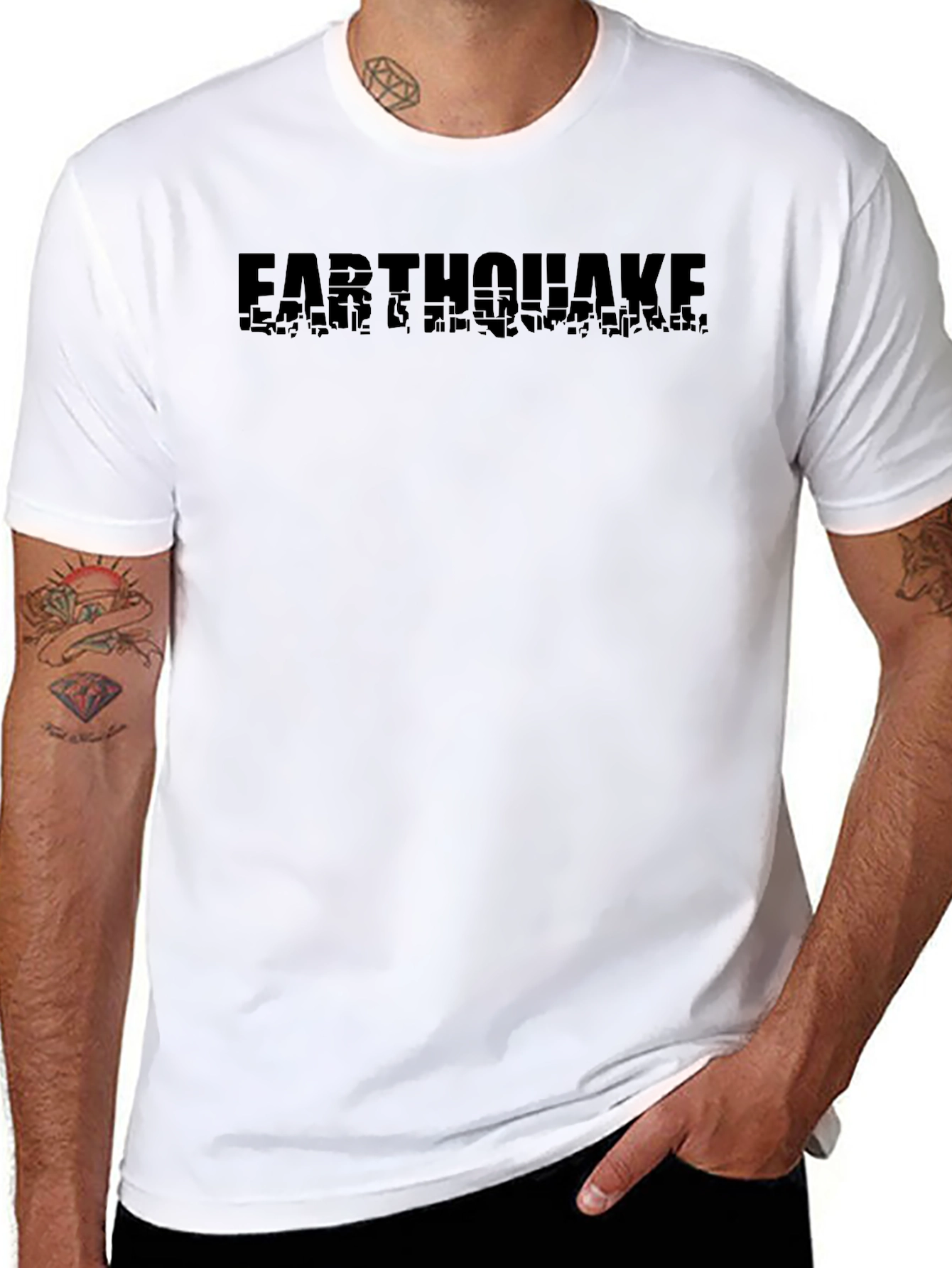 Earthquake T-Shirt Black Graphic Tee Casual Wear