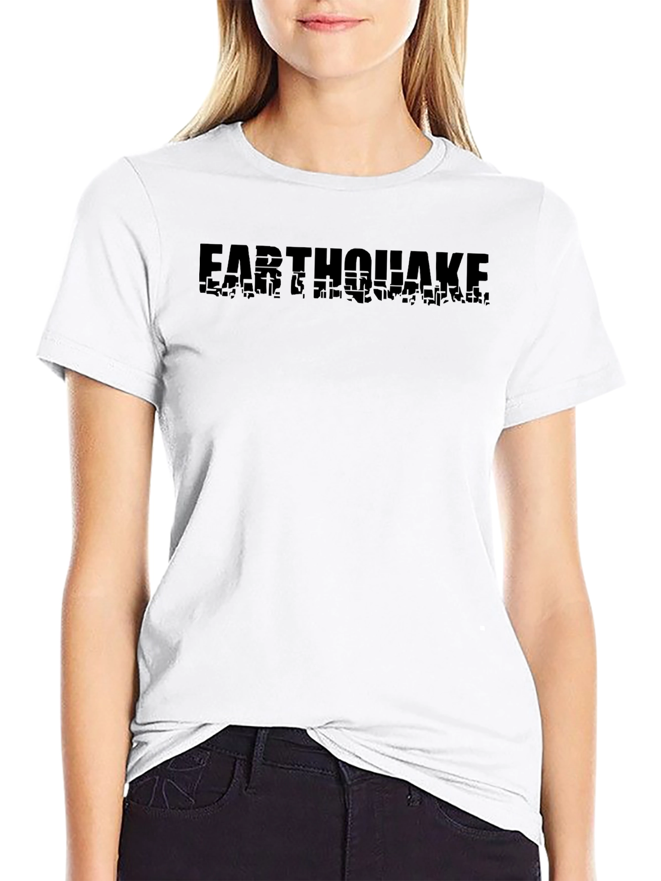 Earthquake T-Shirt Black Graphic Tee Casual Wear