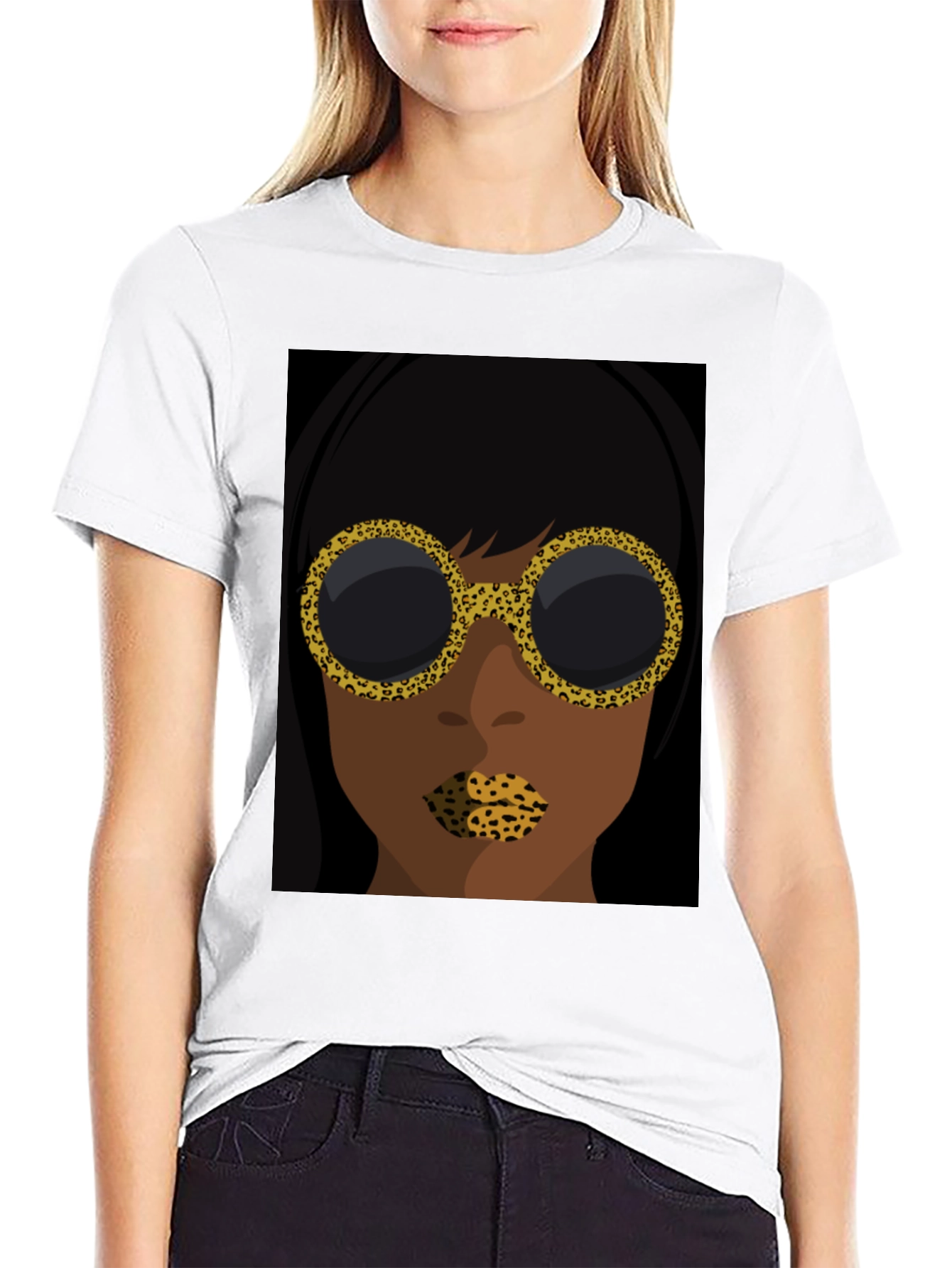 Abstract Leopard Print Face Graphic Tee