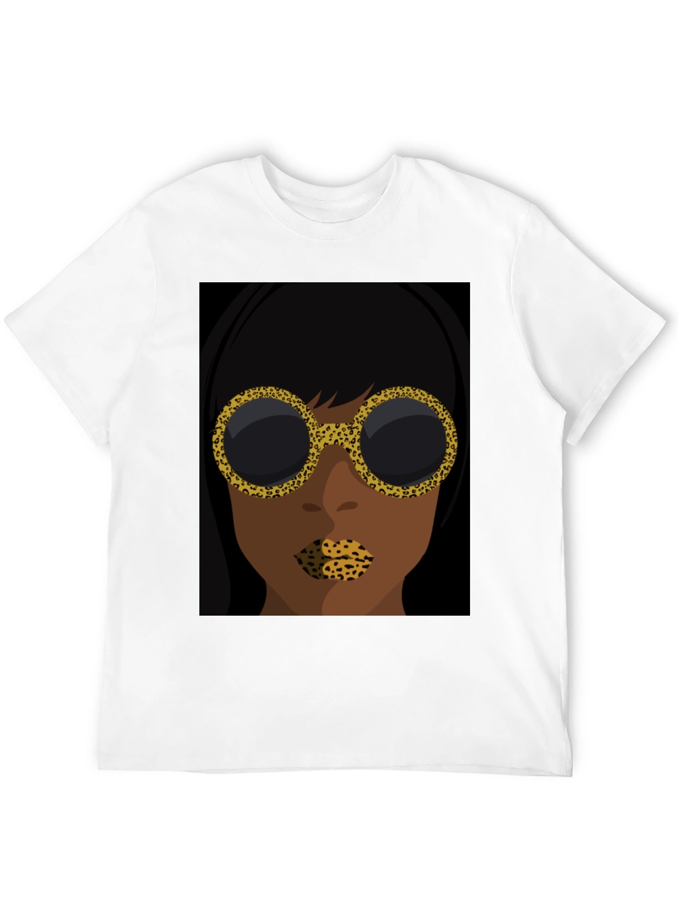 Abstract Leopard Print Face Graphic Tee