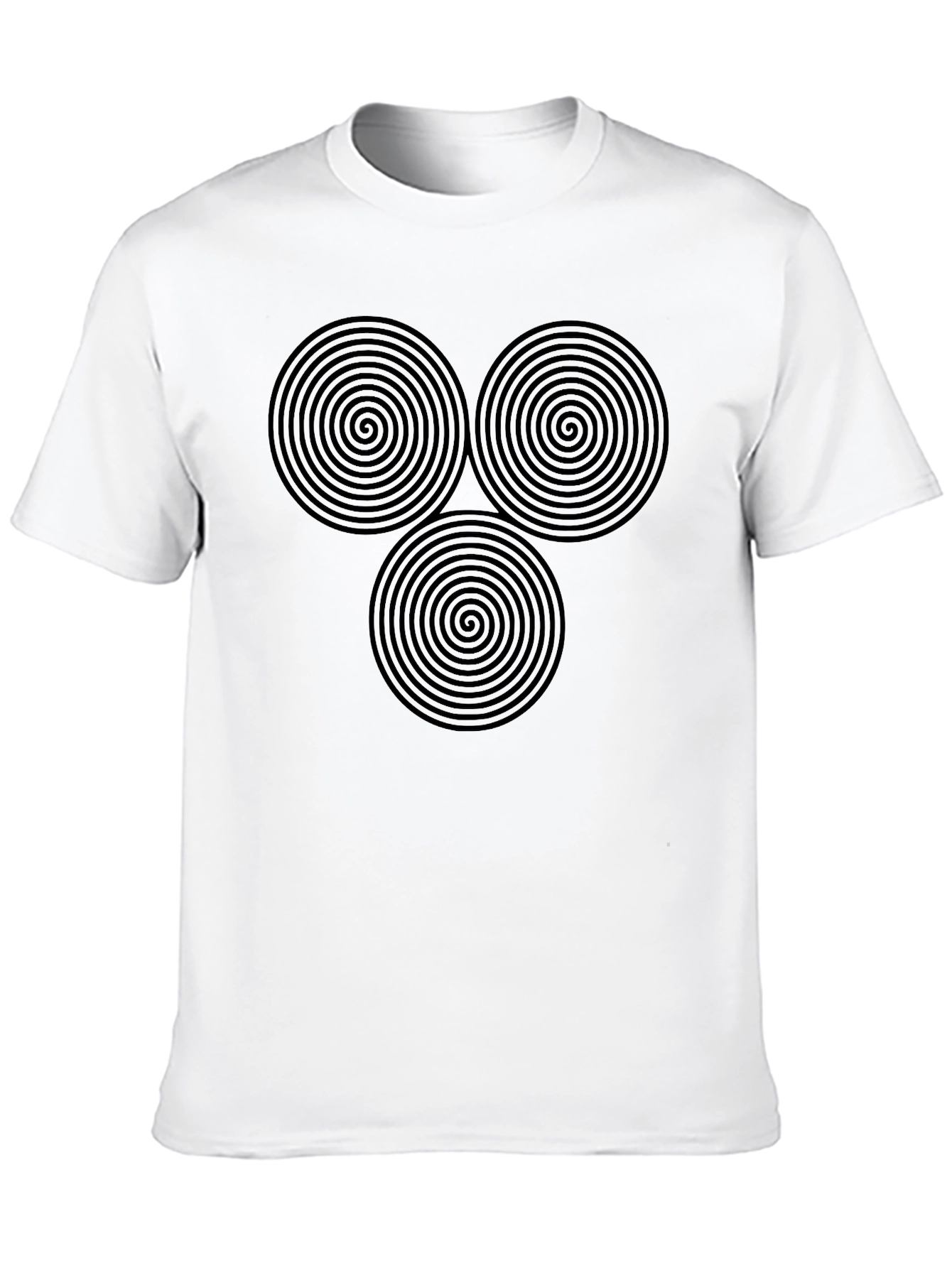 Black T-Shirt with Triple Spiral Design