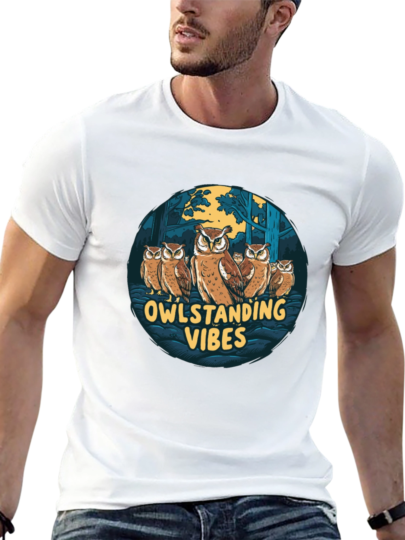 Owlstading Vibes Graphic Tee - Black Cotton Blend Shirt