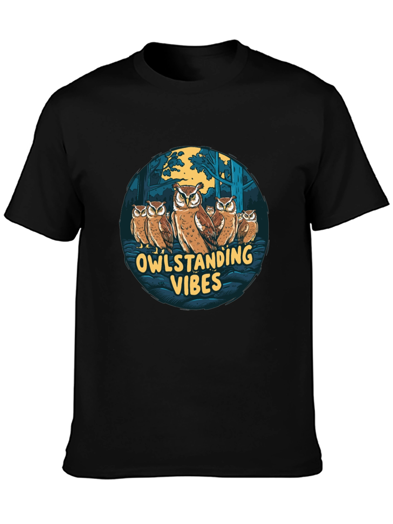 Owlstading Vibes Graphic Tee - Black Cotton Blend Shirt