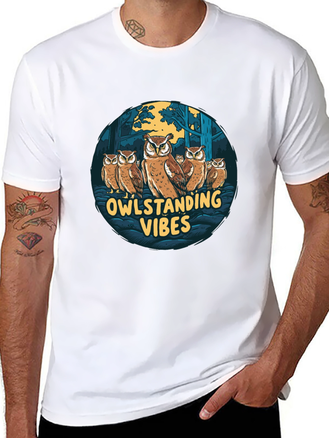 Owlstading Vibes Graphic Tee - Black Cotton Blend Shirt
