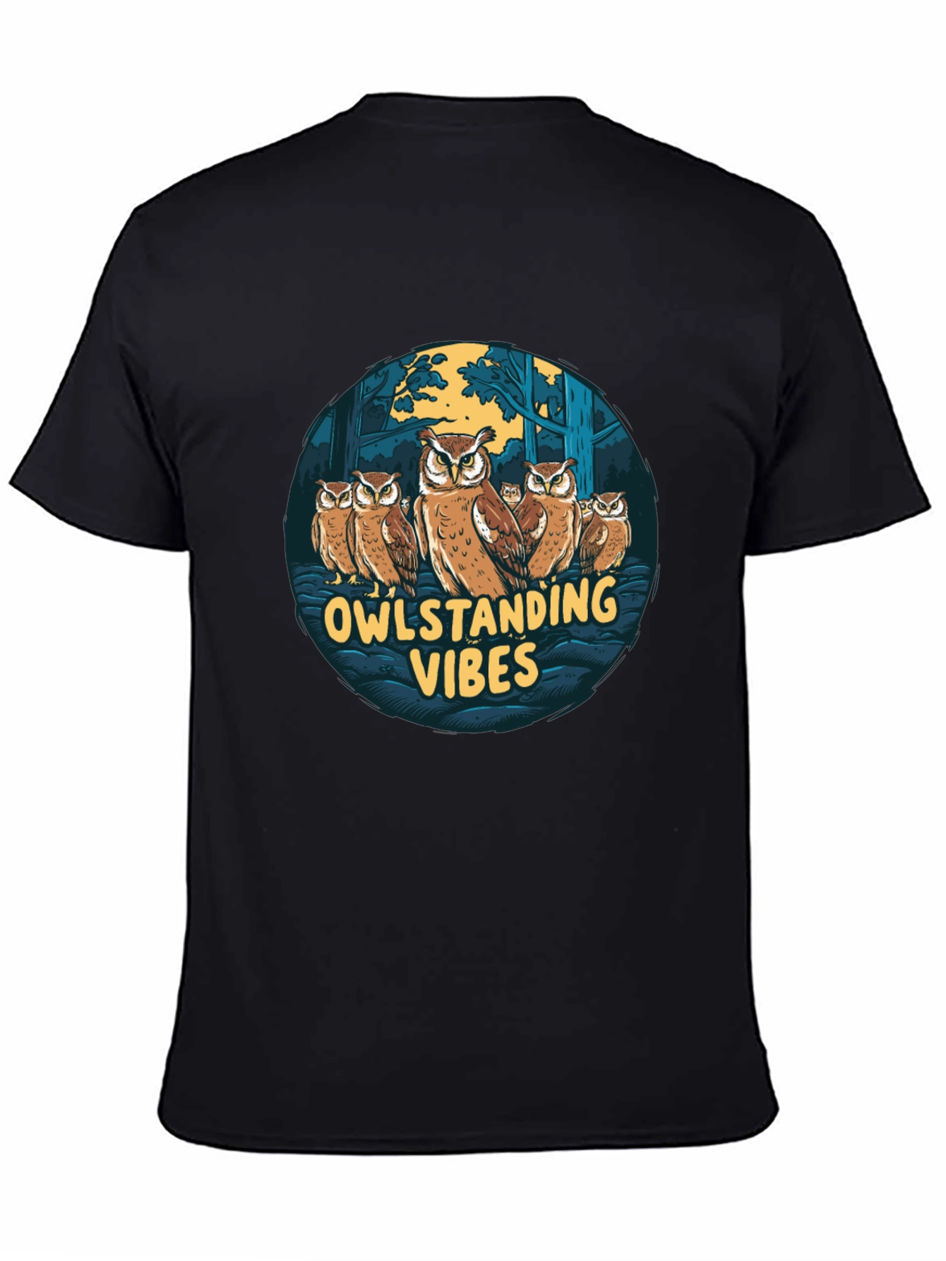 Owlstading Vibes Graphic Tee - Black Cotton Blend Shirt