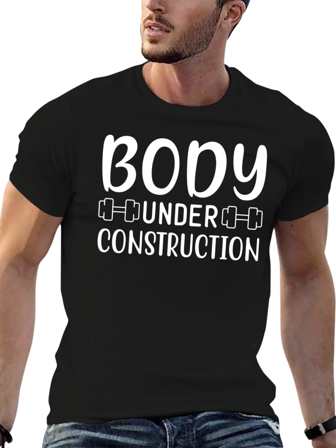Body Under Construction Black Graphic T-Shirt