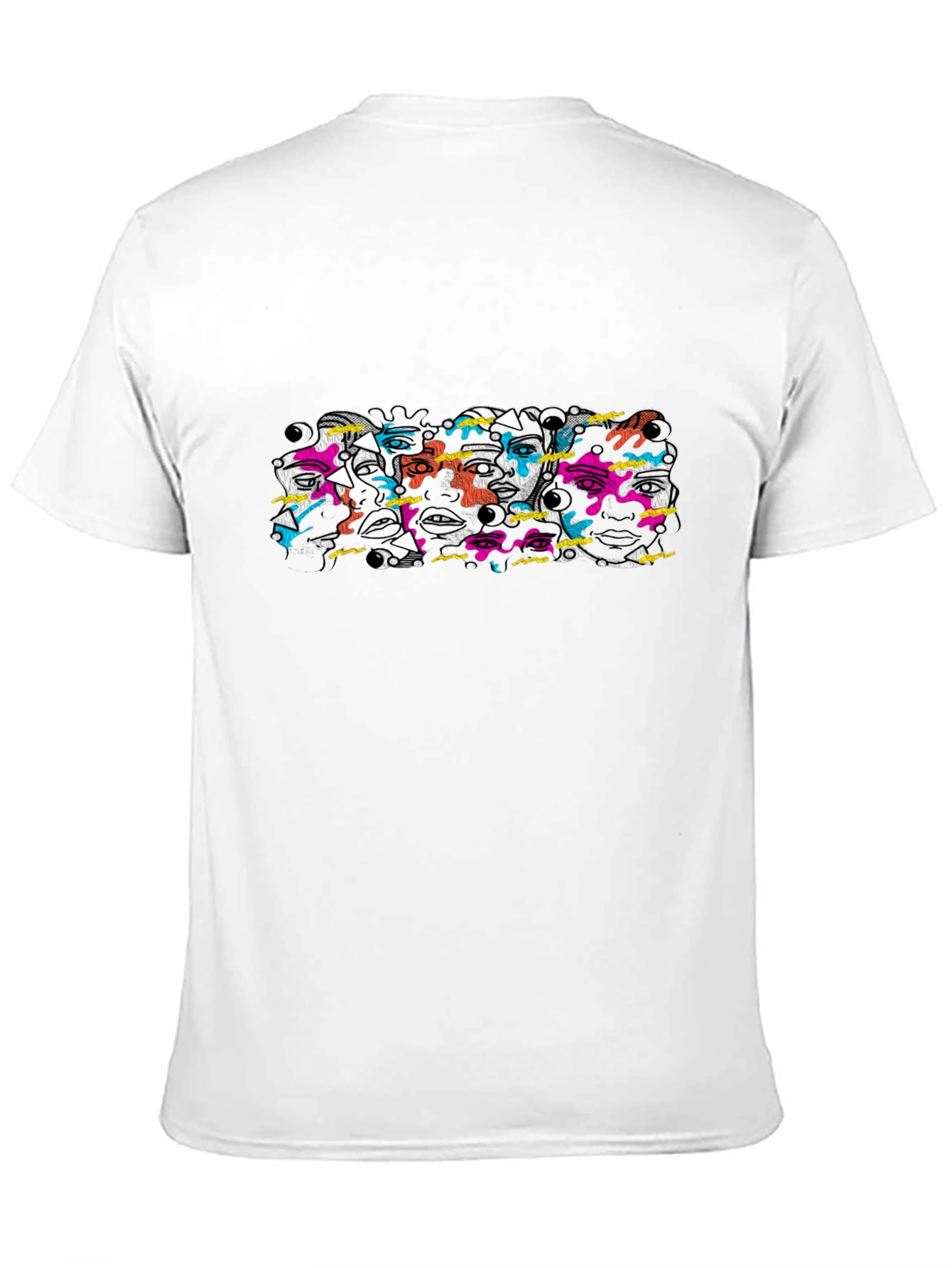 Abstract Faces Graphic Black T-Shirt