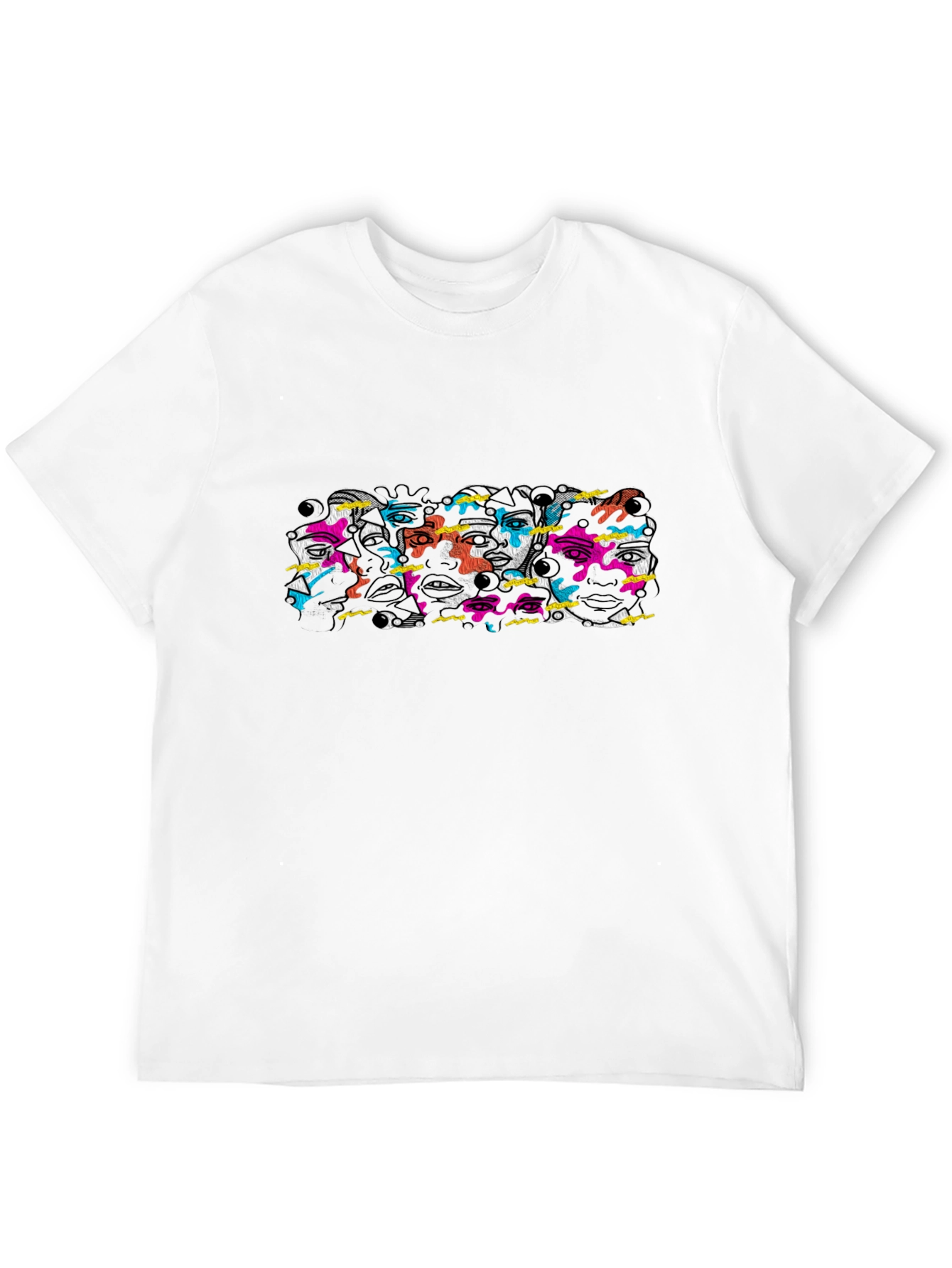 Abstract Faces Graphic Black T-Shirt