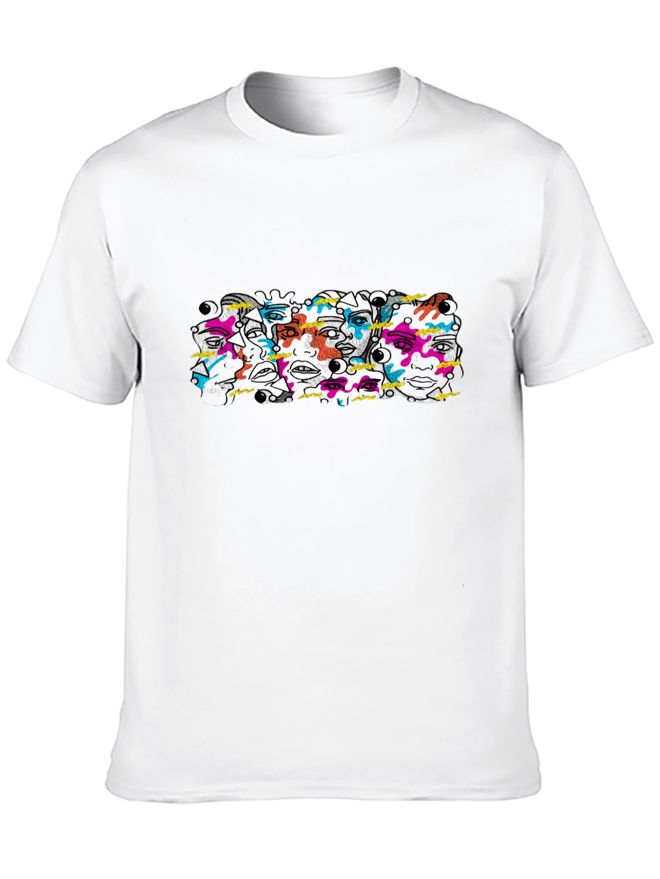 Abstract Faces Graphic Black T-Shirt