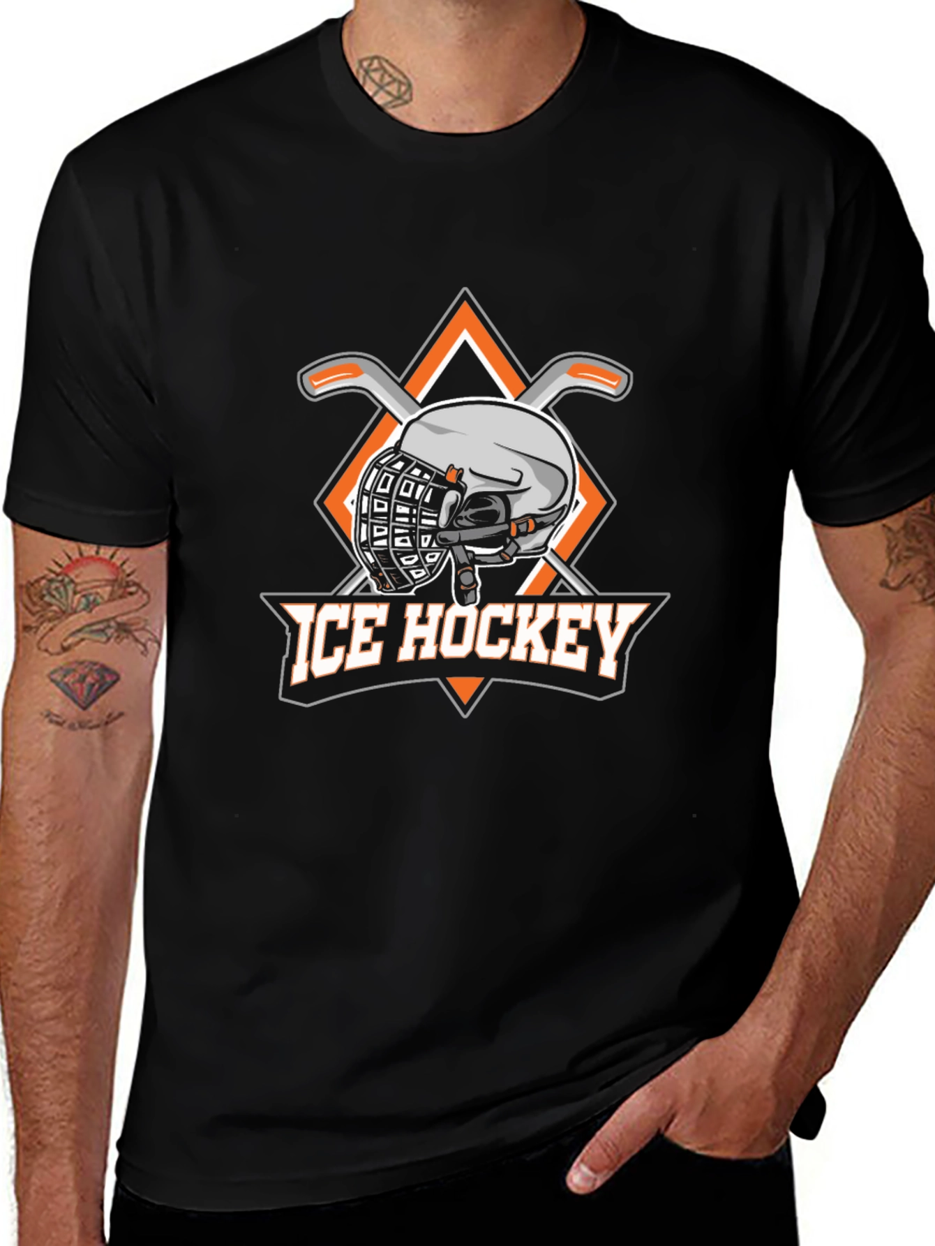 Ice Hockey Graphic T-Shirt - Black