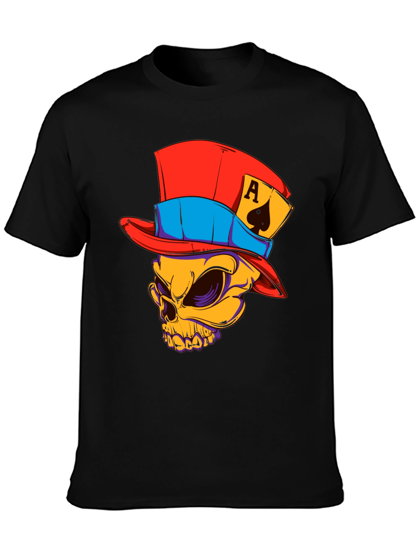 Skull Ace of Spades Hat Graphic T-Shirt