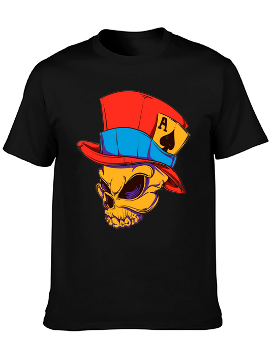 Skull Ace of Spades Hat Graphic T-Shirt