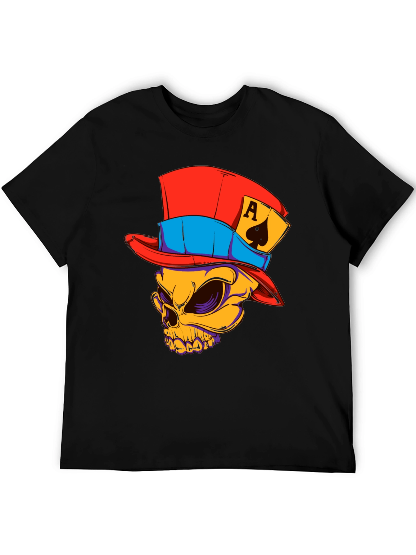 Skull Ace of Spades Hat Graphic T-Shirt