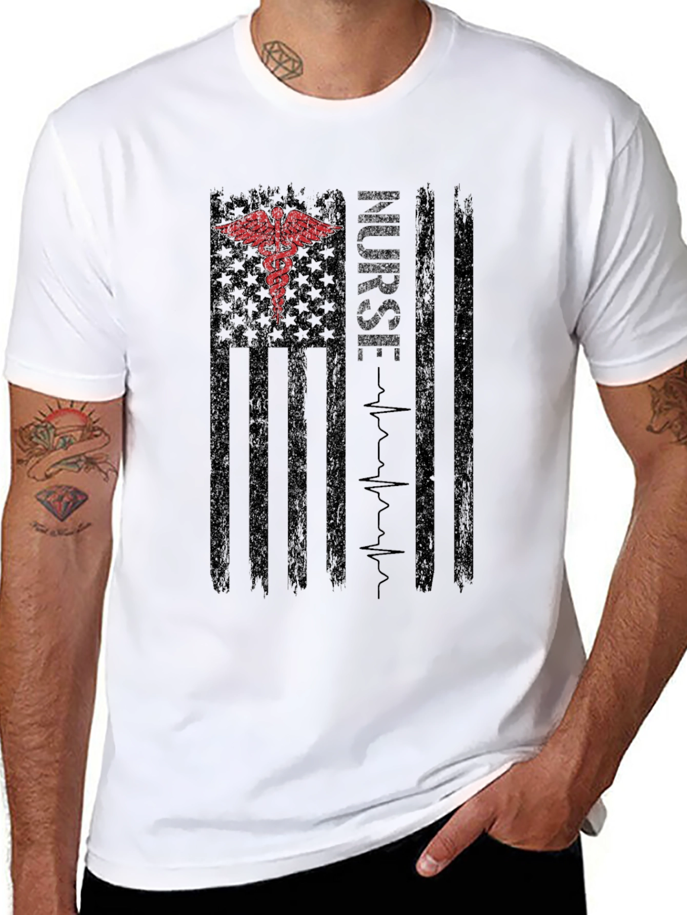 Nurse American Flag Graphic T-Shirt