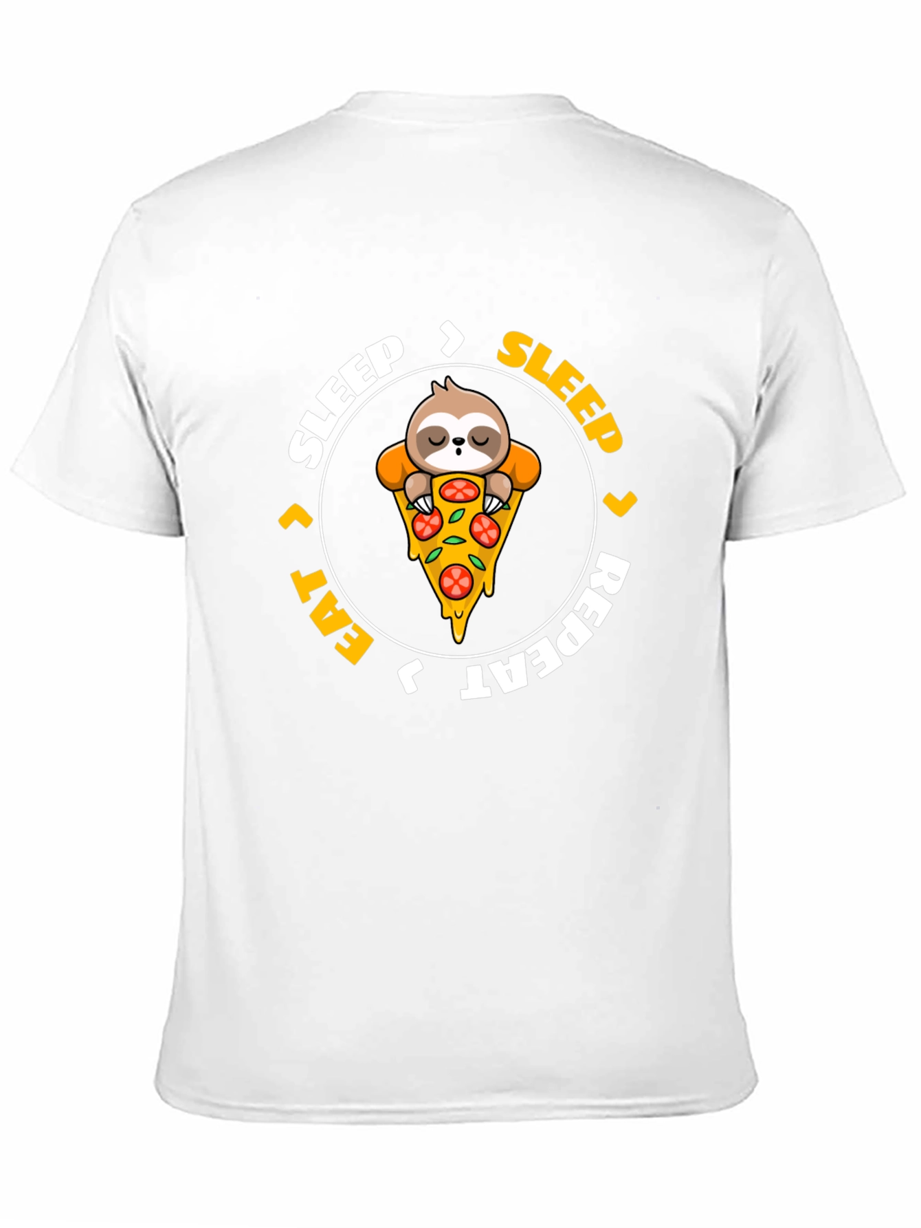 Sloth Pizza Black T-Shirt: Sleep Eat Repeat