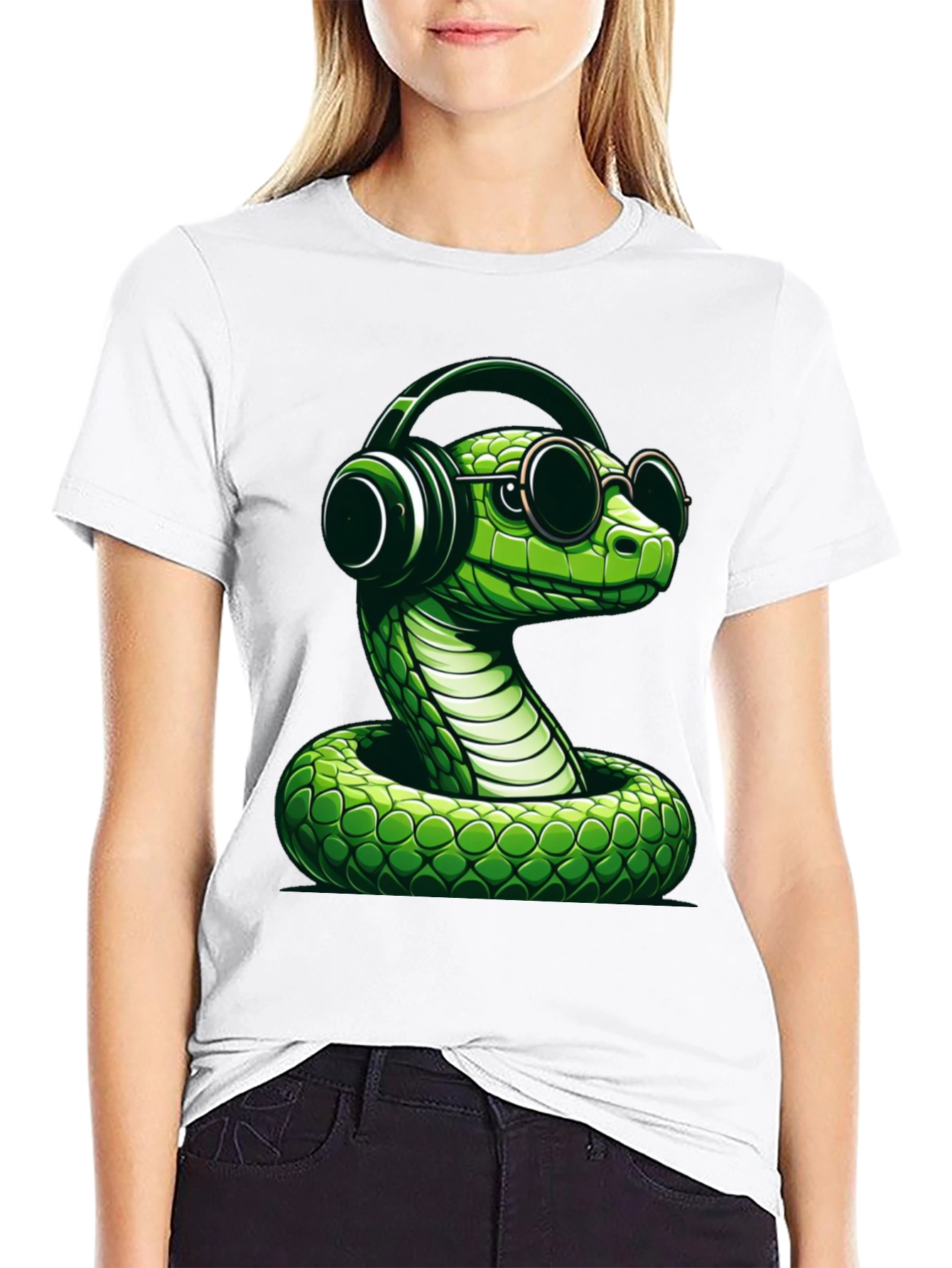 Cool Snake T-Shirt with Headphones and Sunglasses