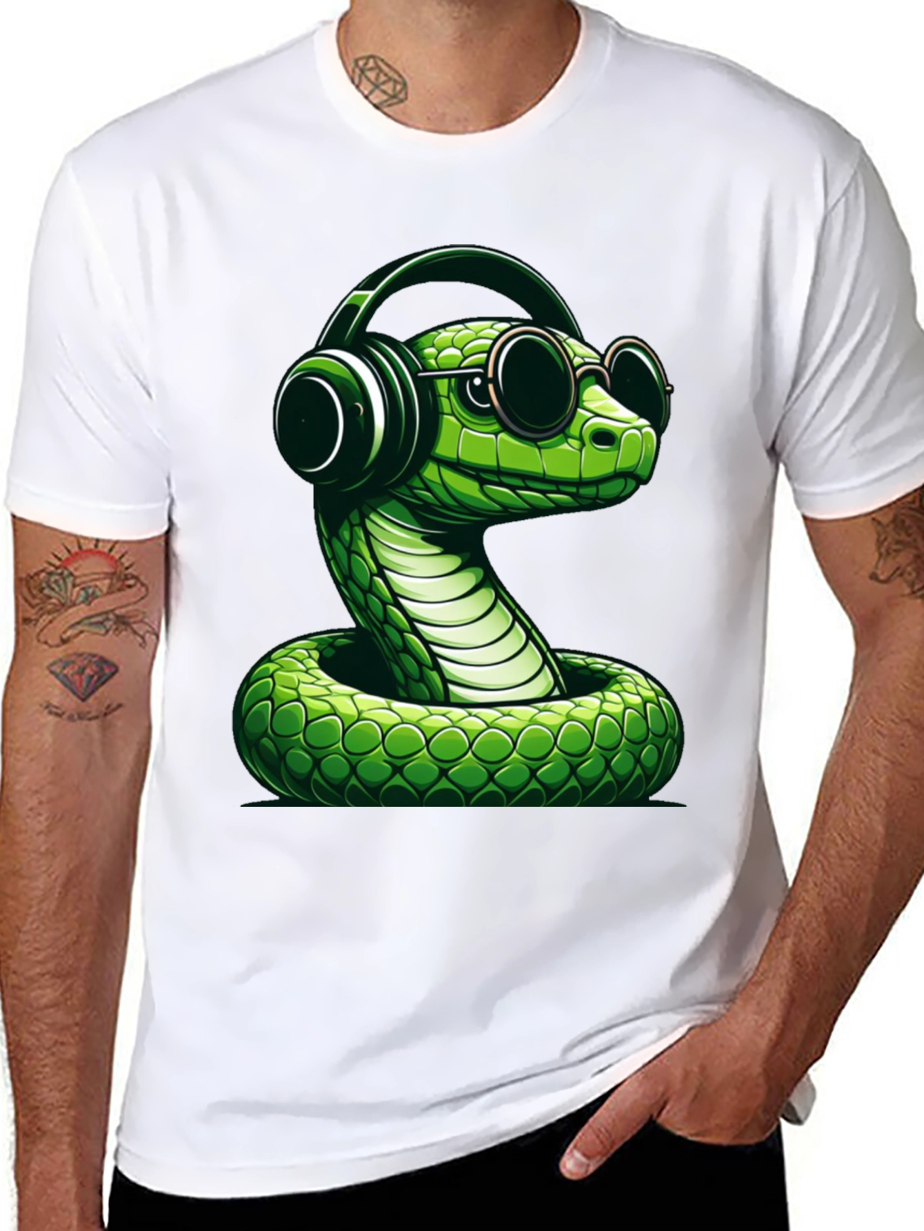 Cool Snake T-Shirt with Headphones and Sunglasses