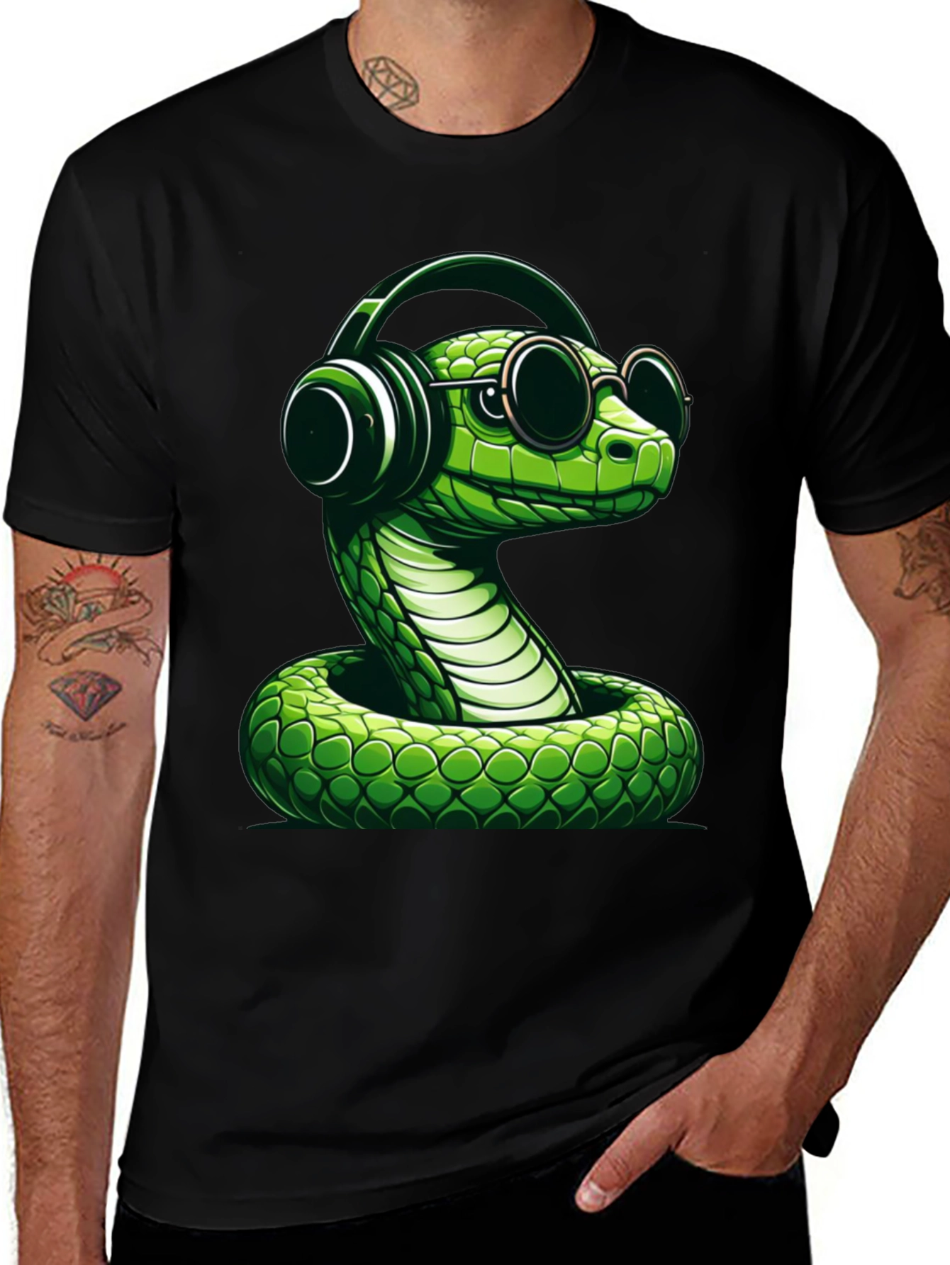Cool Snake T-Shirt with Headphones and Sunglasses