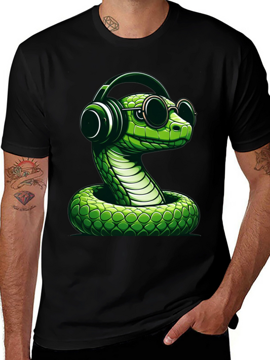 Cool Snake T-Shirt with Headphones and Sunglasses