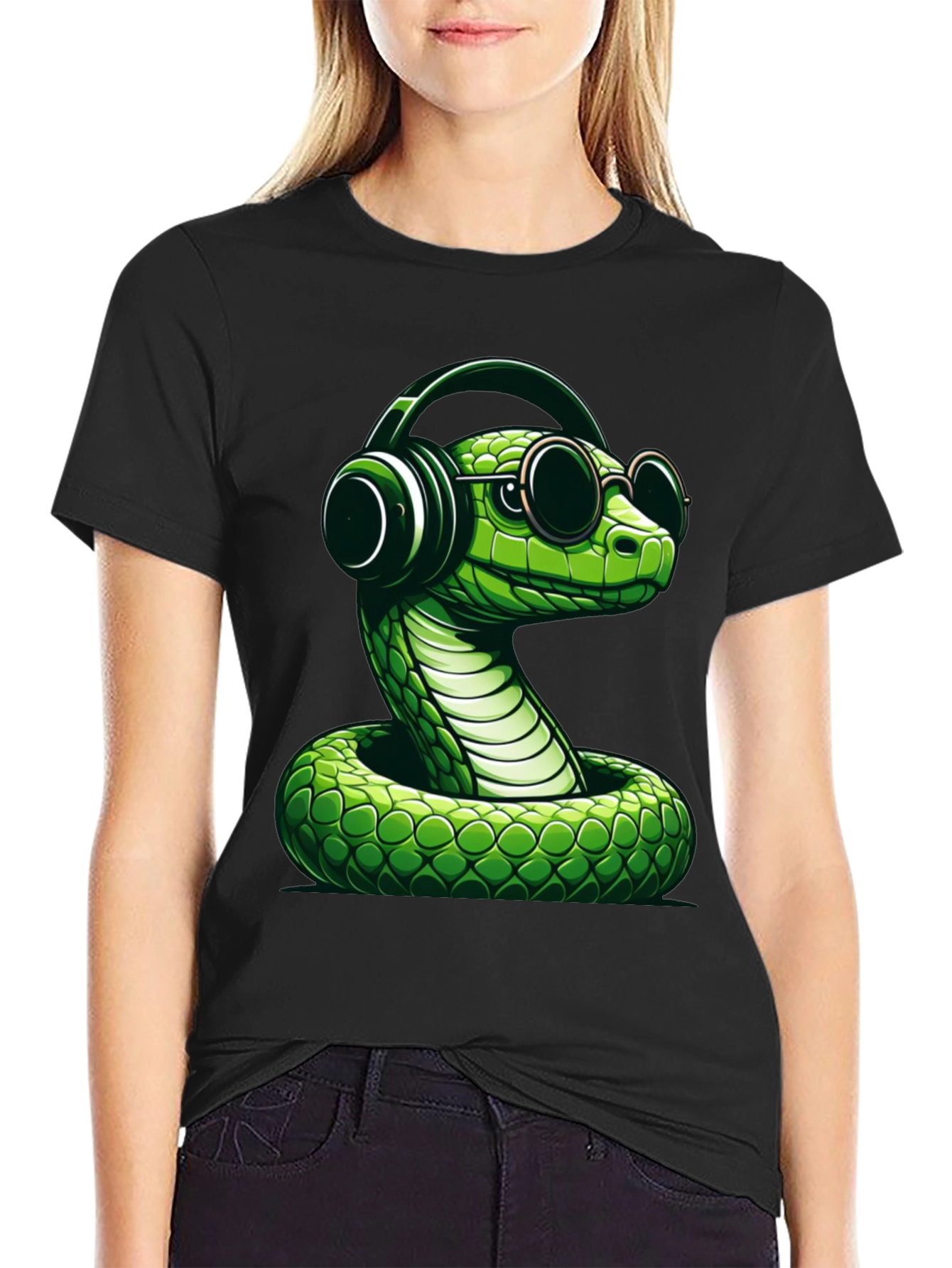 Cool Snake T-Shirt with Headphones and Sunglasses