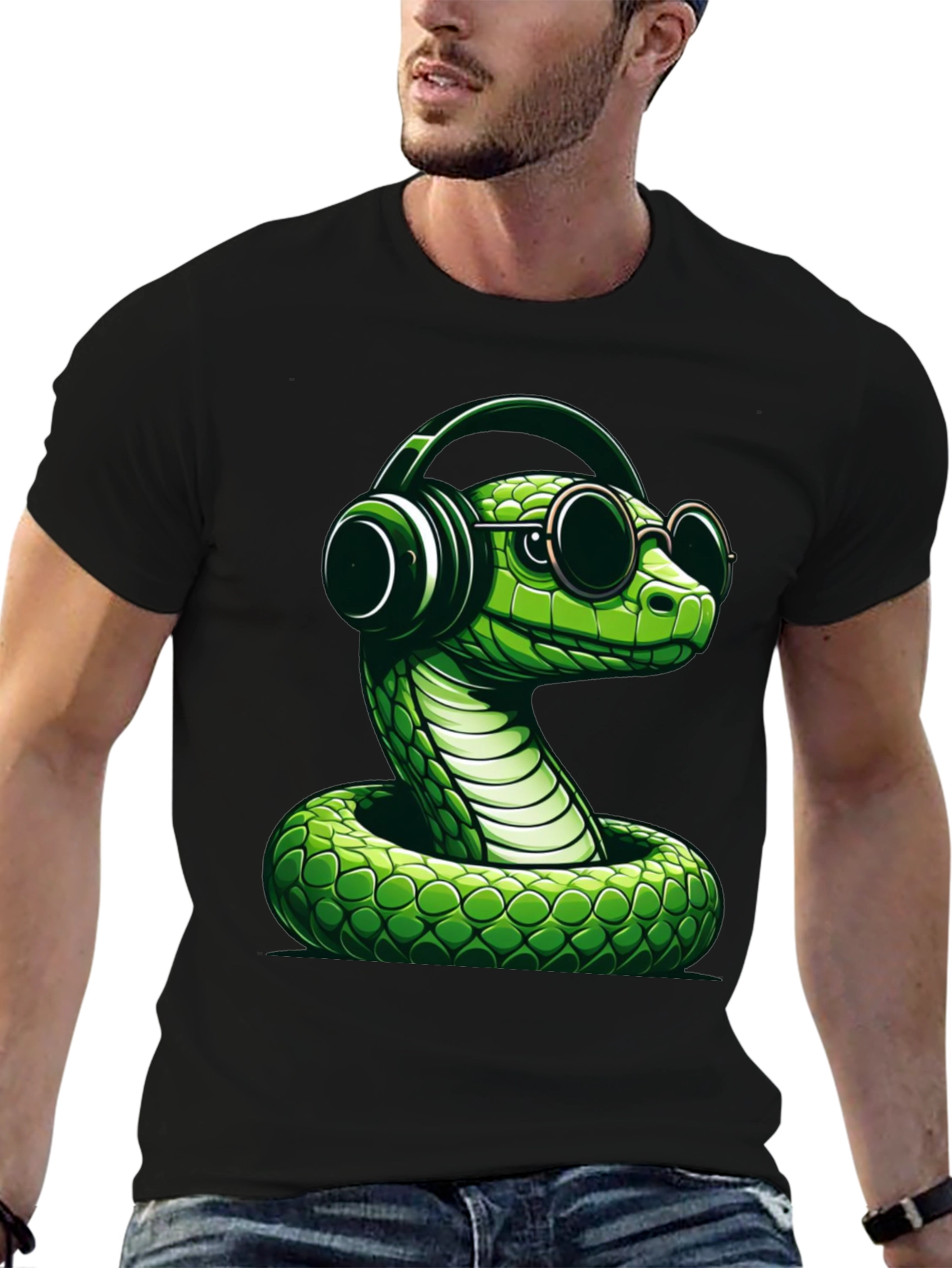 Cool Snake T-Shirt with Headphones and Sunglasses