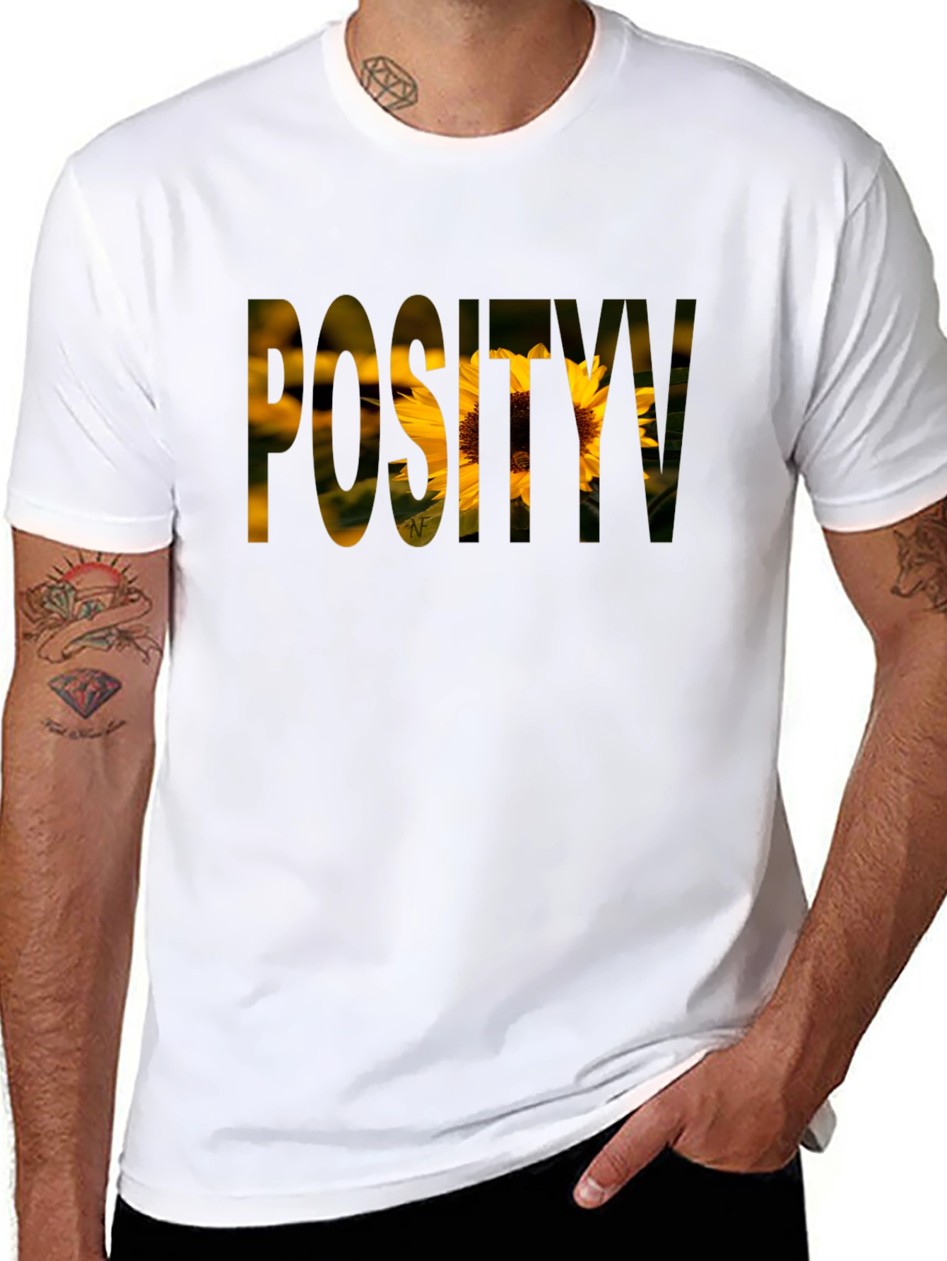 Positivity Sunflower Graphic Black T-Shirt
