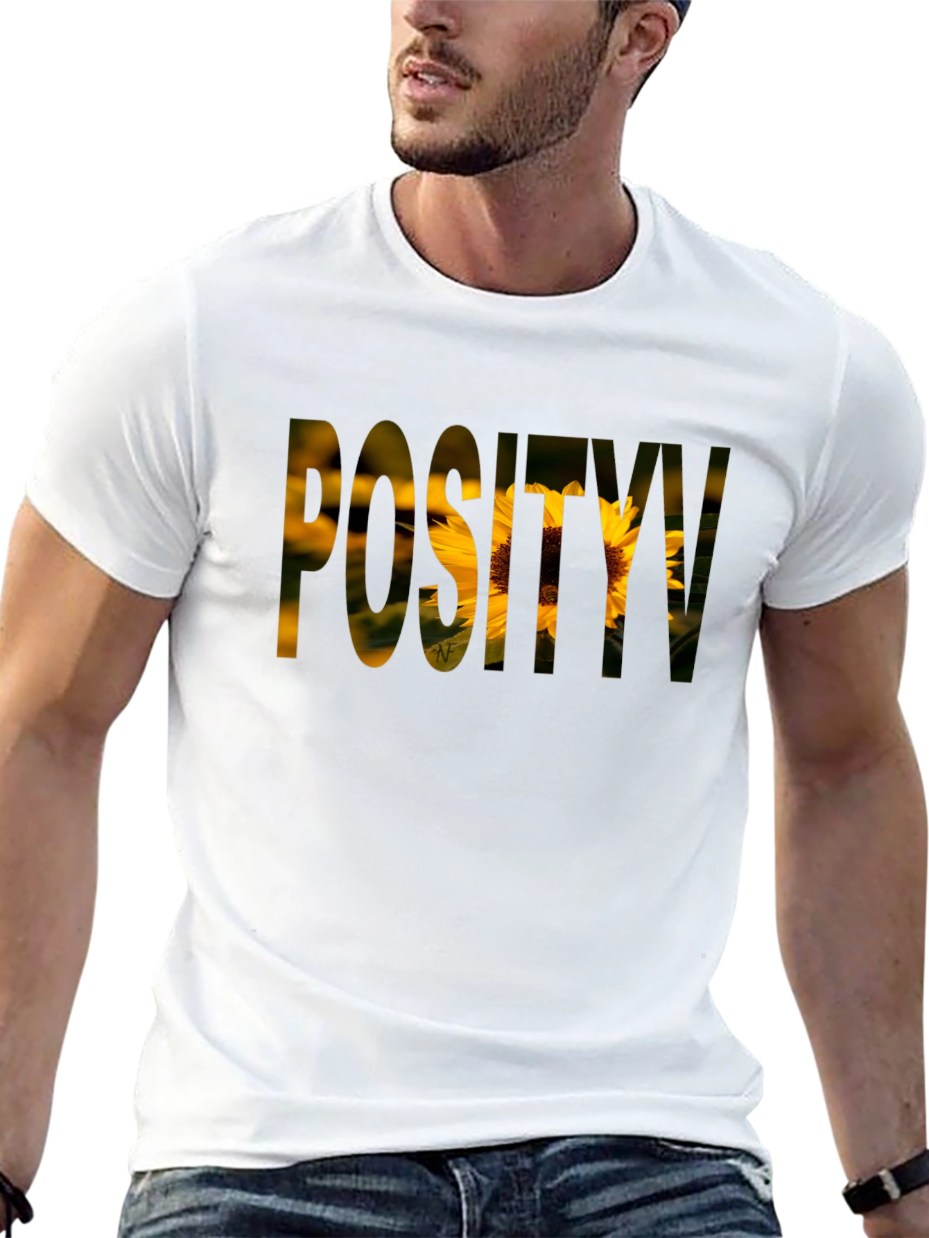 Positivity Sunflower Graphic Black T-Shirt