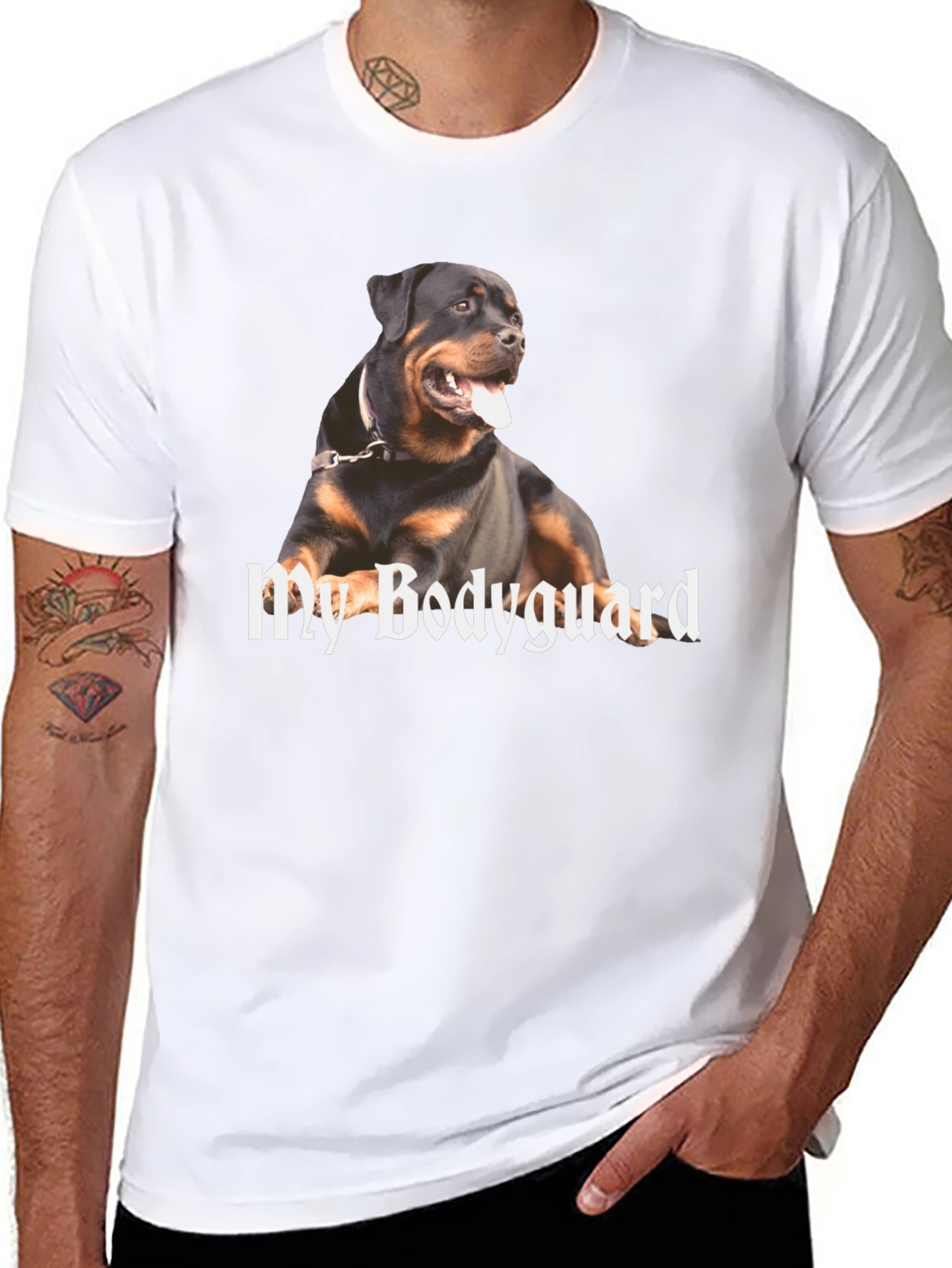 Rottweiler Bodyguard Graphic T-Shirt - Black