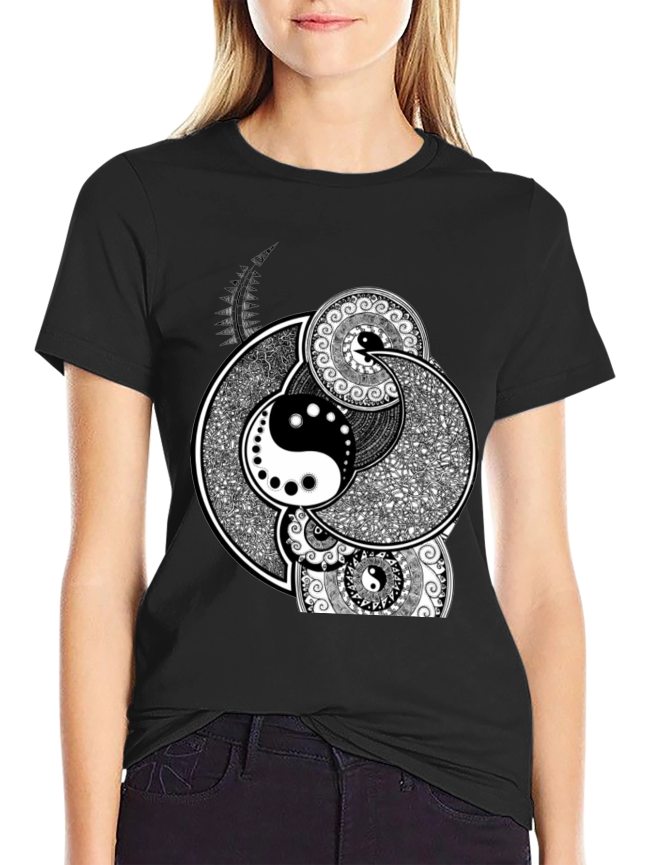 Yin Yang Mandala Graphic T-Shirt