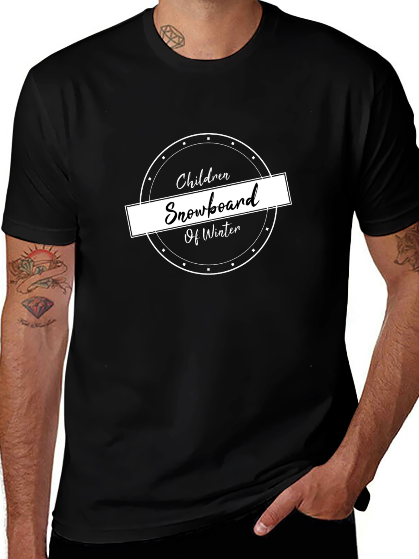 Children Snowboard Winter Black T-Shirt