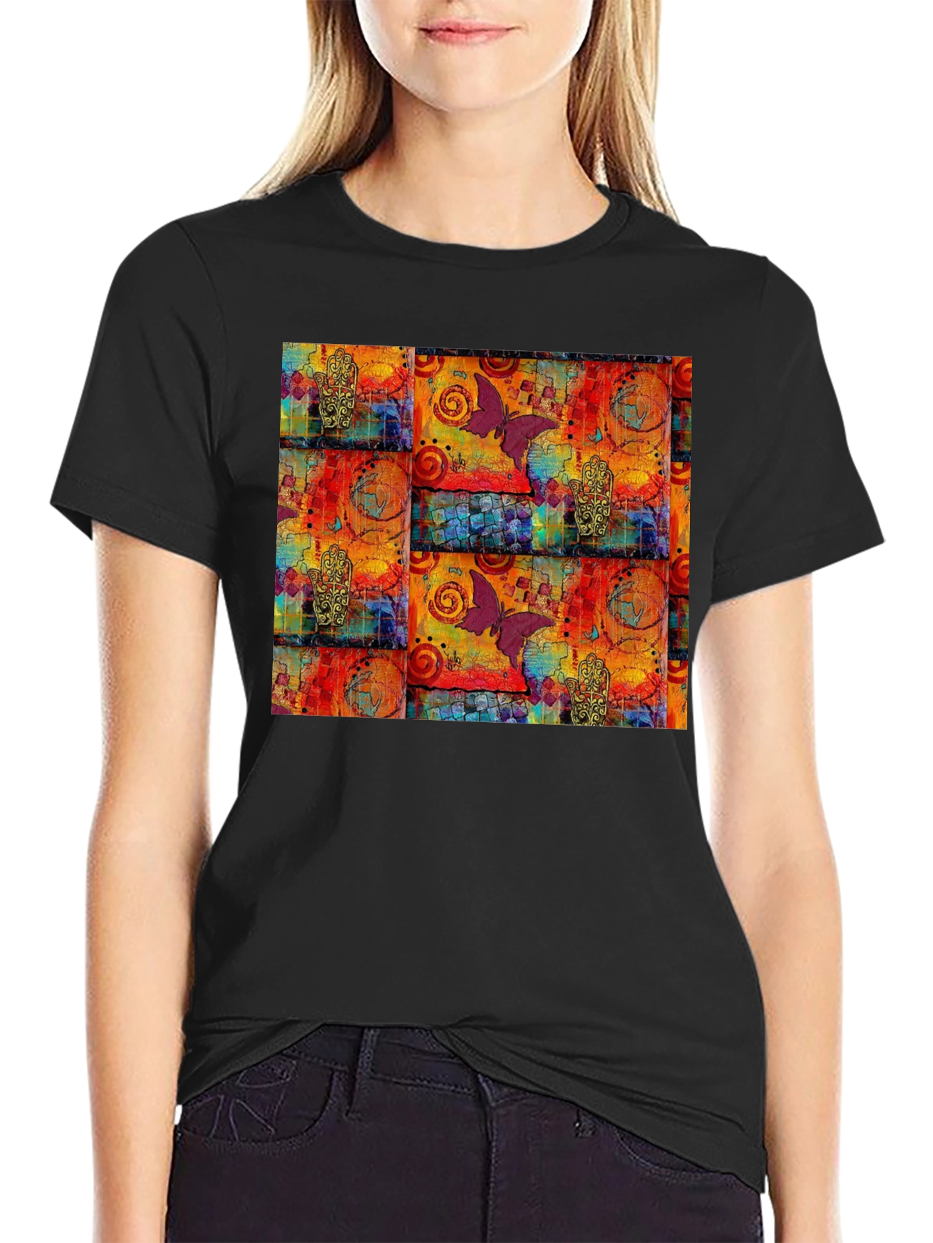 Butterfly Graphic Print Crew Neck Tee
