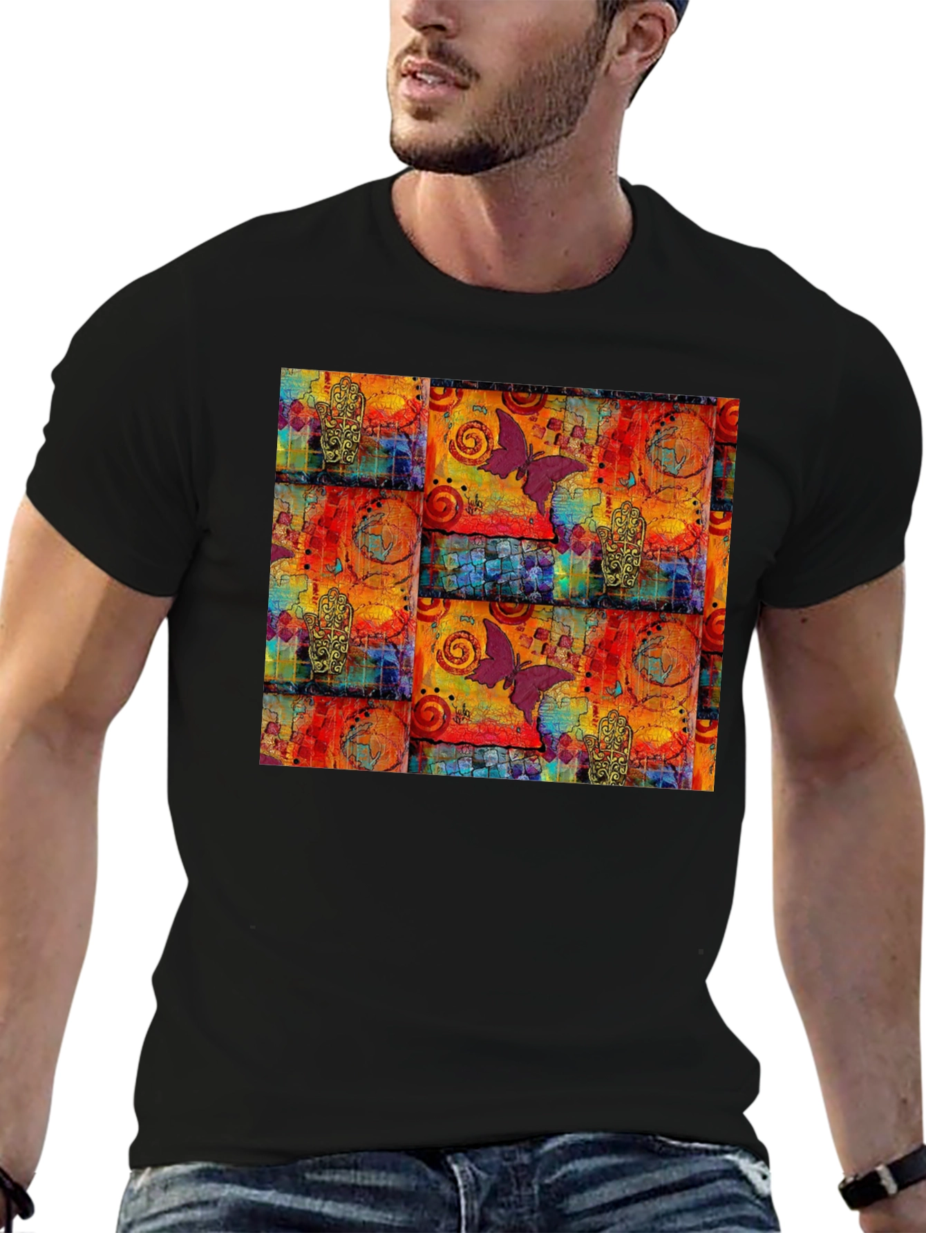Butterfly Graphic Print Crew Neck Tee