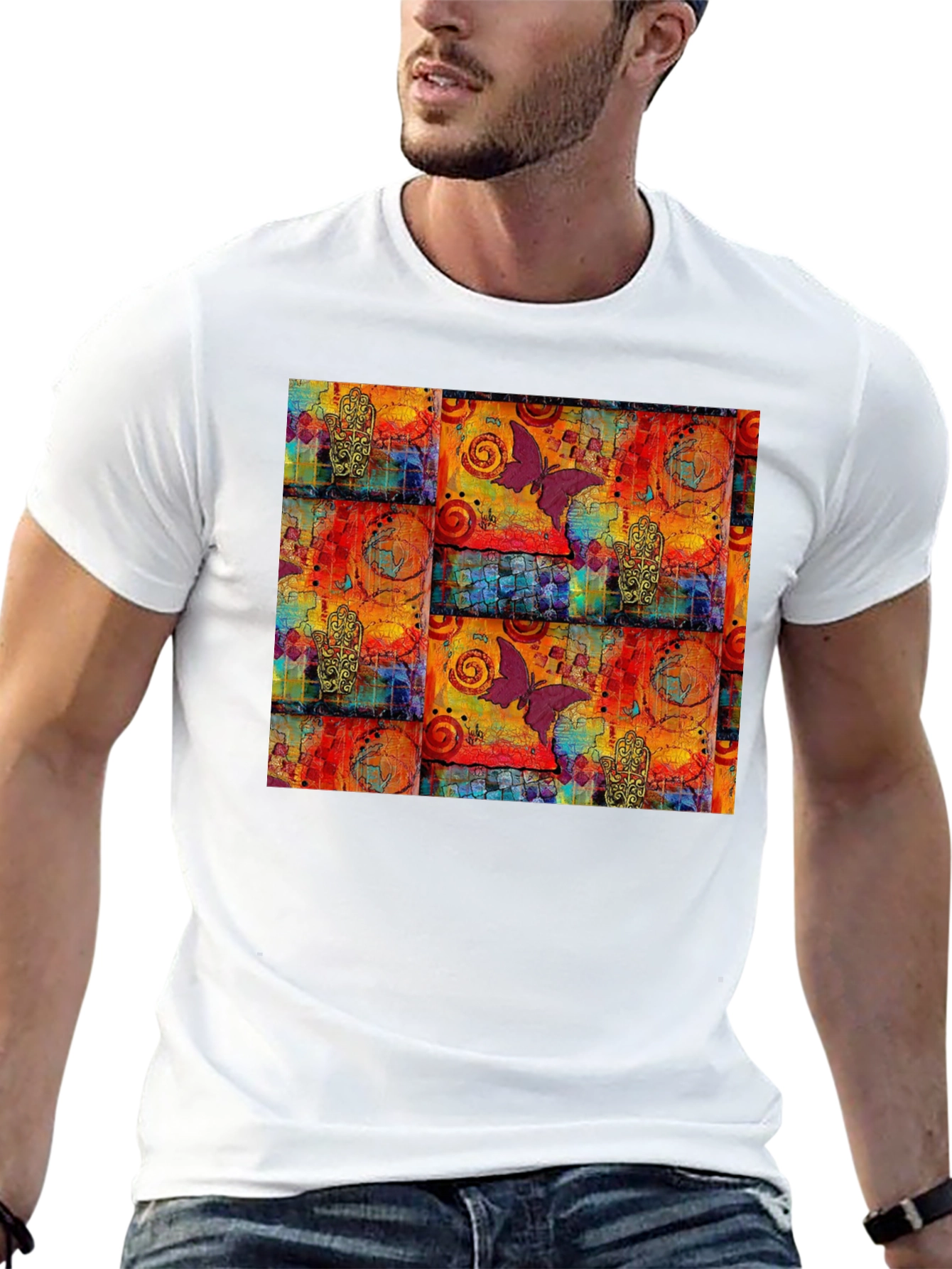 Butterfly Graphic Print Crew Neck Tee