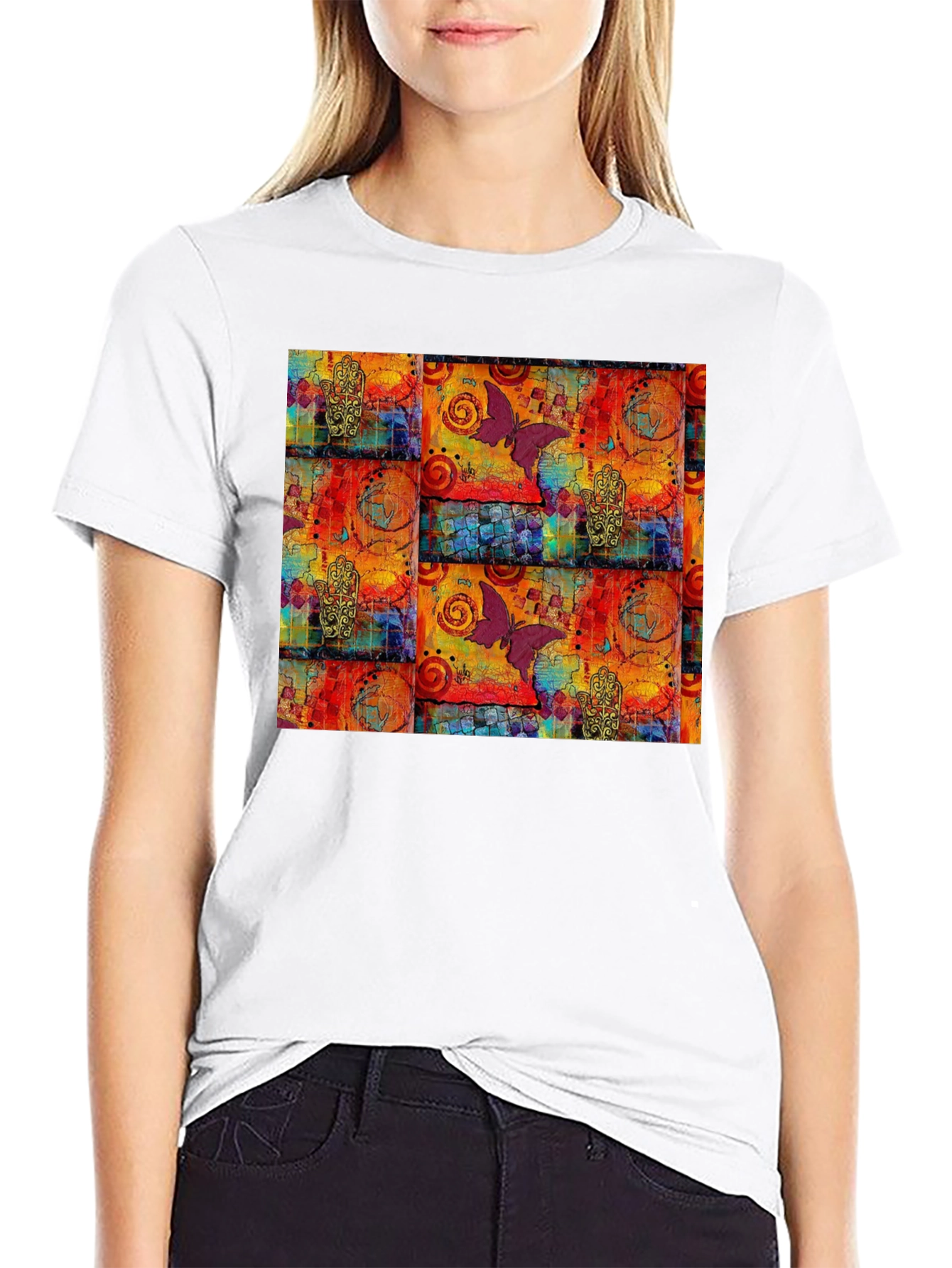 Butterfly Graphic Print Crew Neck Tee
