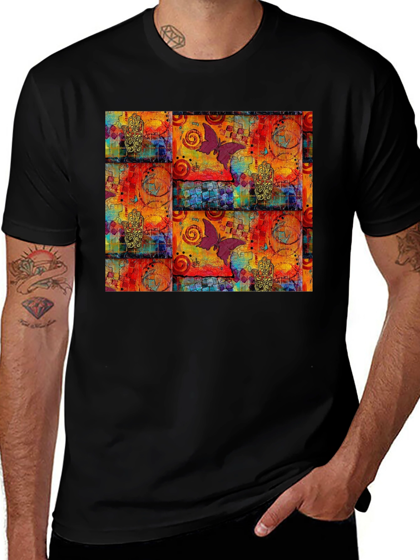 Butterfly Graphic Print Crew Neck Tee