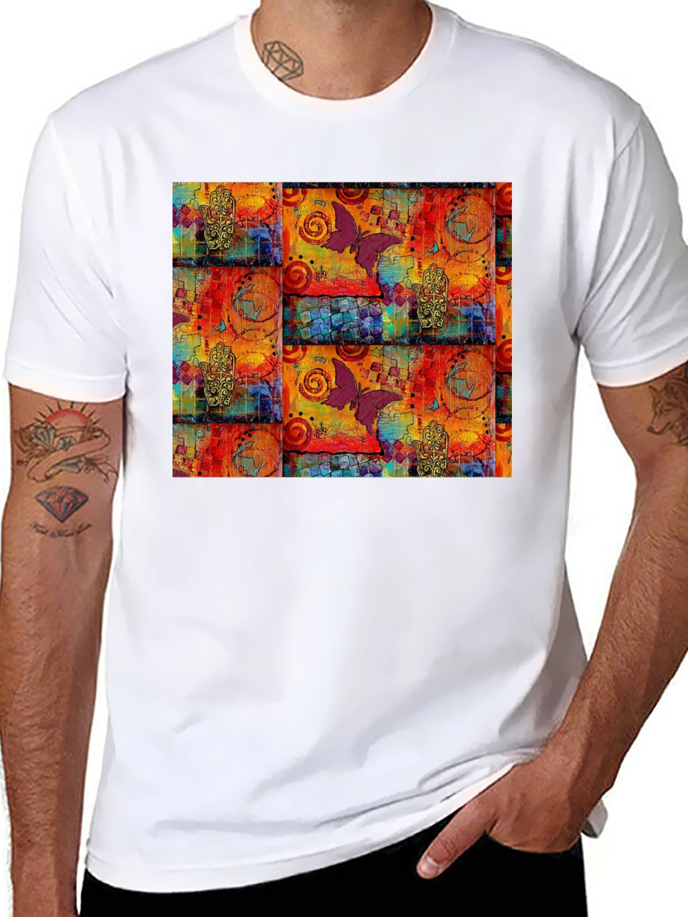 Butterfly Graphic Print Crew Neck Tee