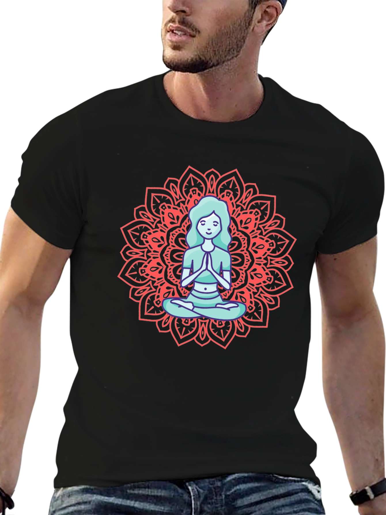 Meditating Woman Mandala Graphic Tee