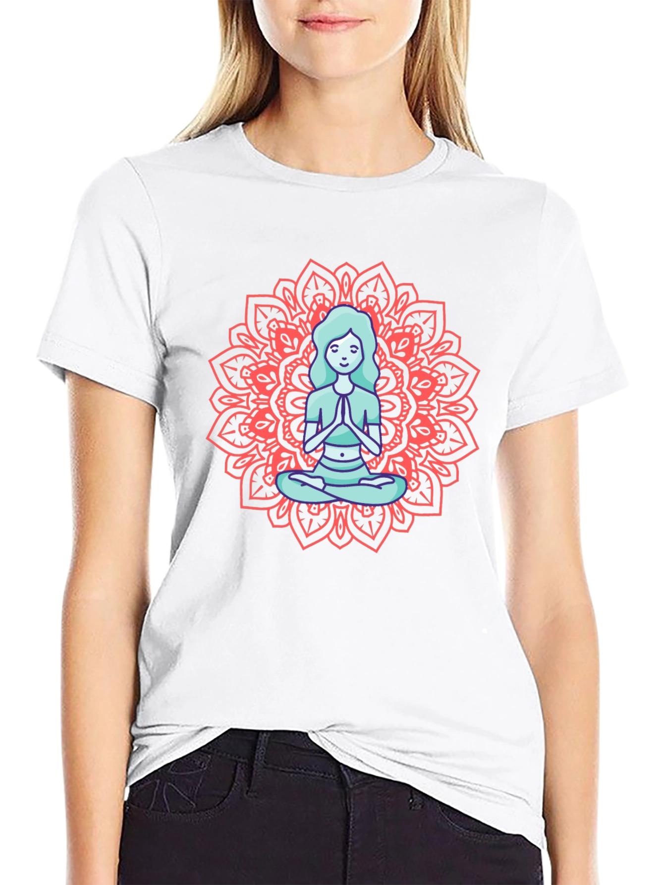 Meditating Woman Mandala Graphic Tee