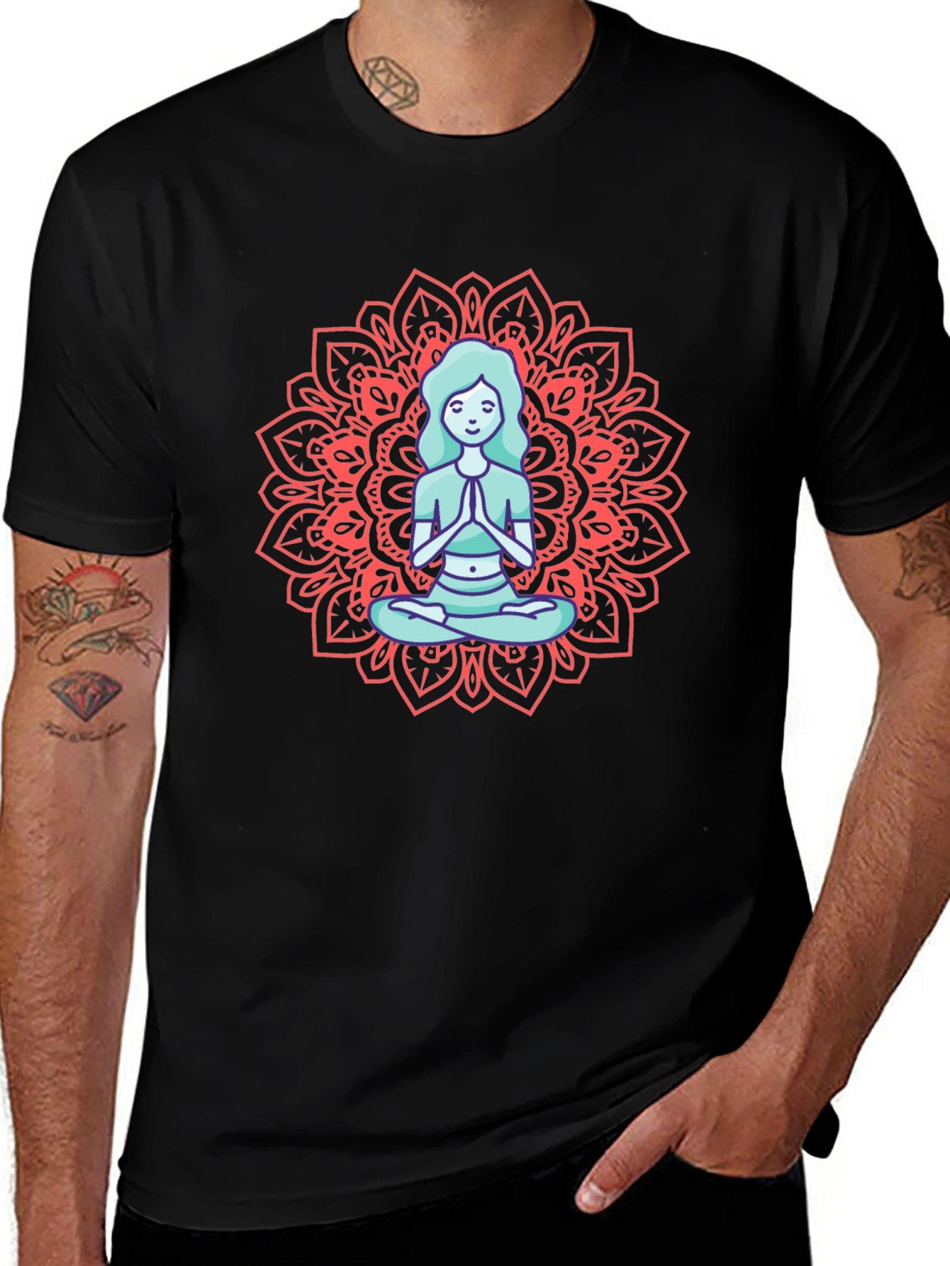 Meditating Woman Mandala Graphic Tee