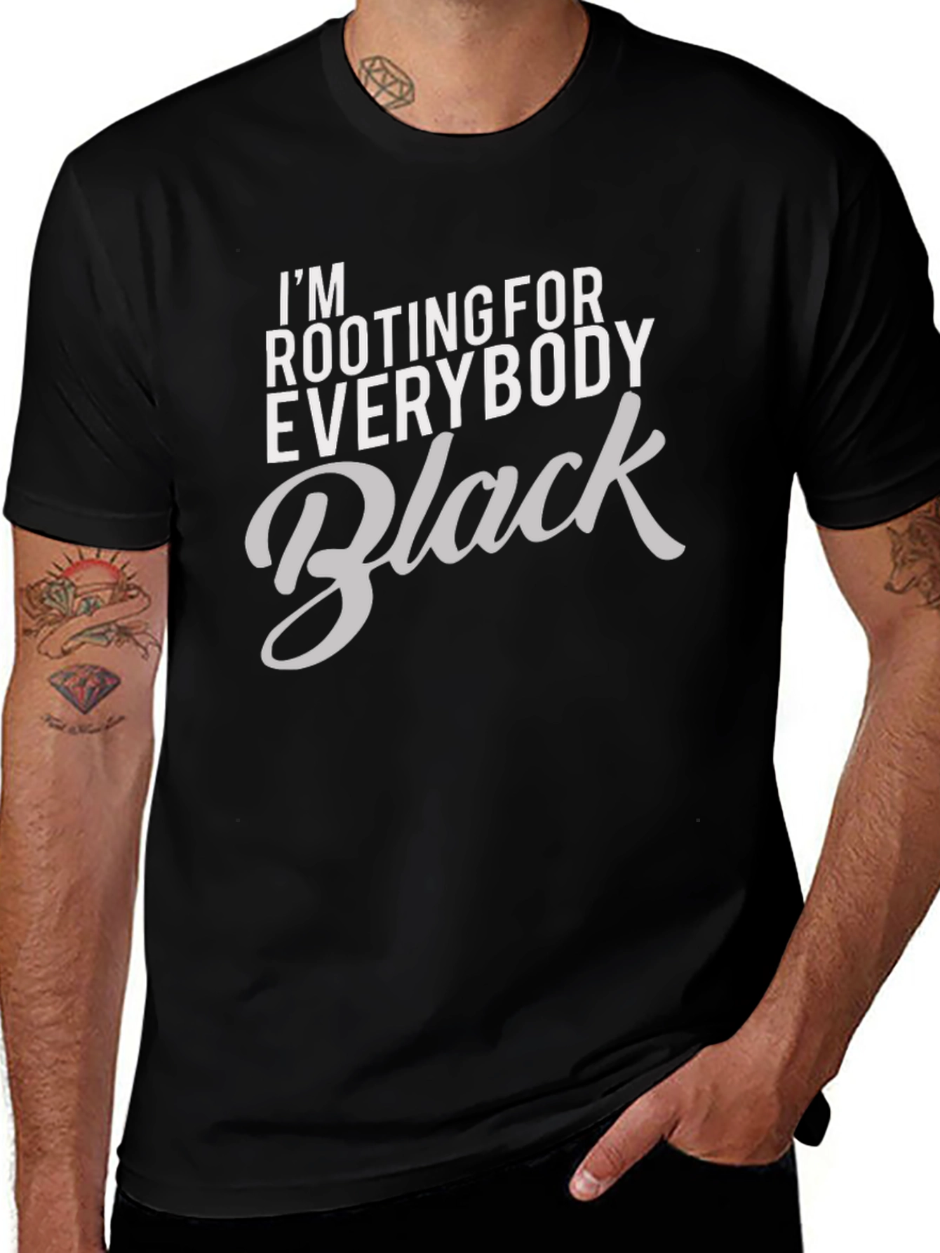 Rooting for Everybody Black T-Shirt Graphic Tee