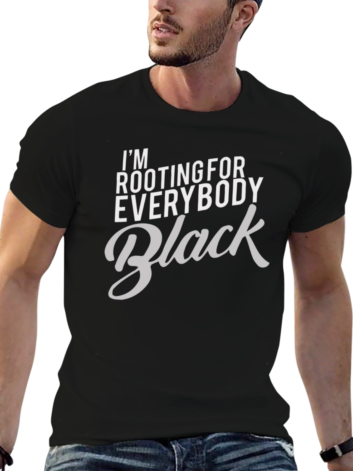Rooting for Everybody Black T-Shirt Graphic Tee